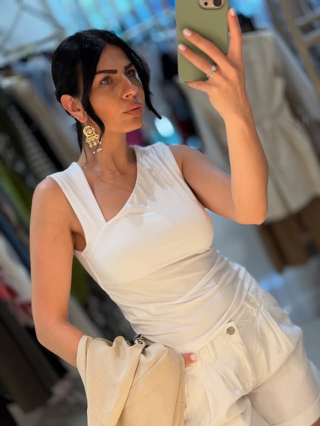 White Asymmetric Tank Top