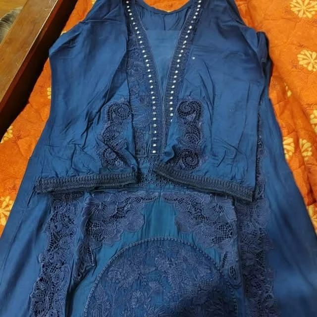 Navy Blue Embroidered Dress