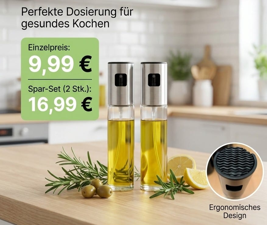 Öl-Sprüher aus Glas und Edelstahl