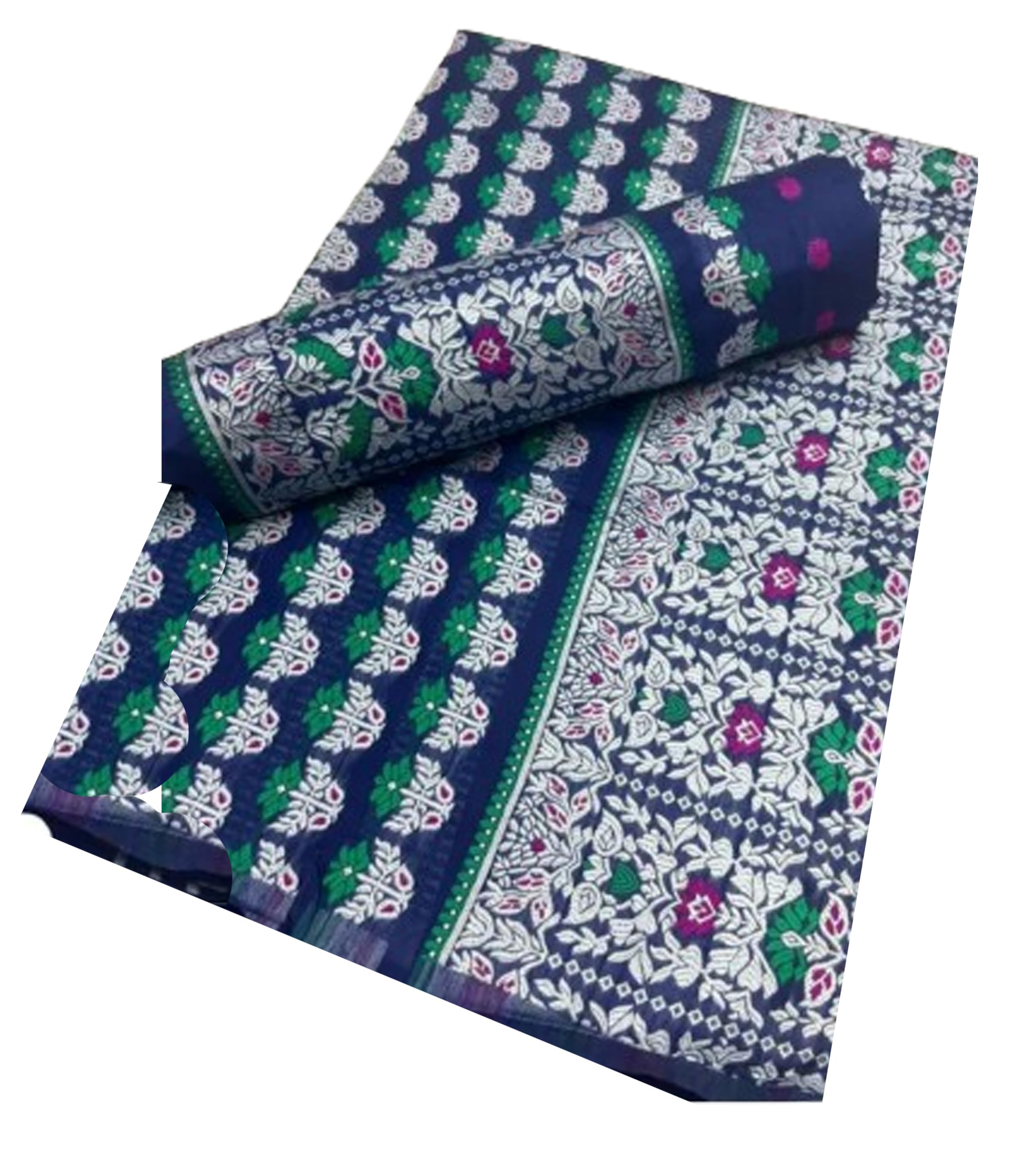 Women`s Assamese Mekhela Sador  Traditional Design-Peacock Blue