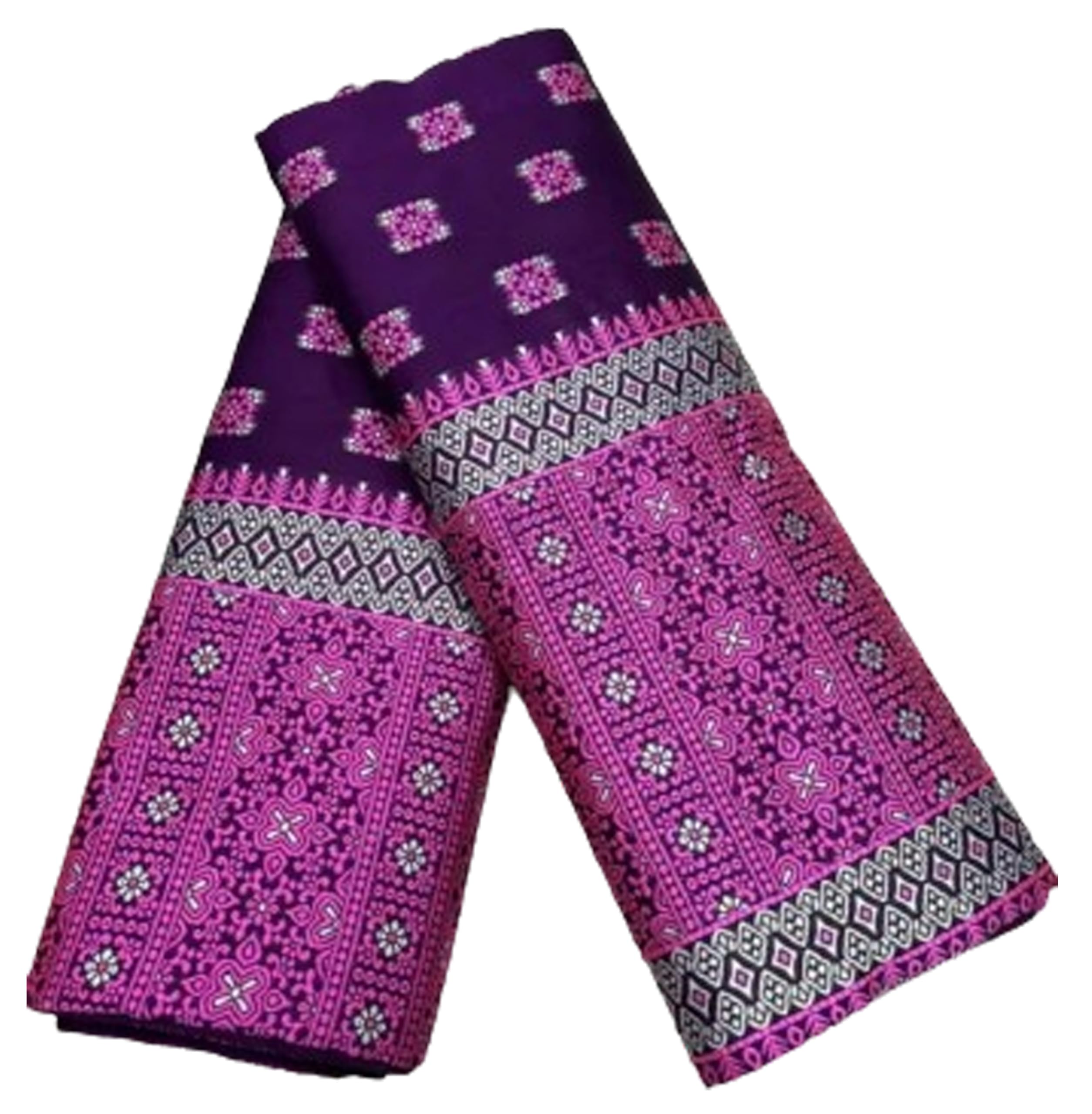 Women`S Assamese Mekhela Sador Fabric Of Soft Silk Traditional Design Saree - Purple