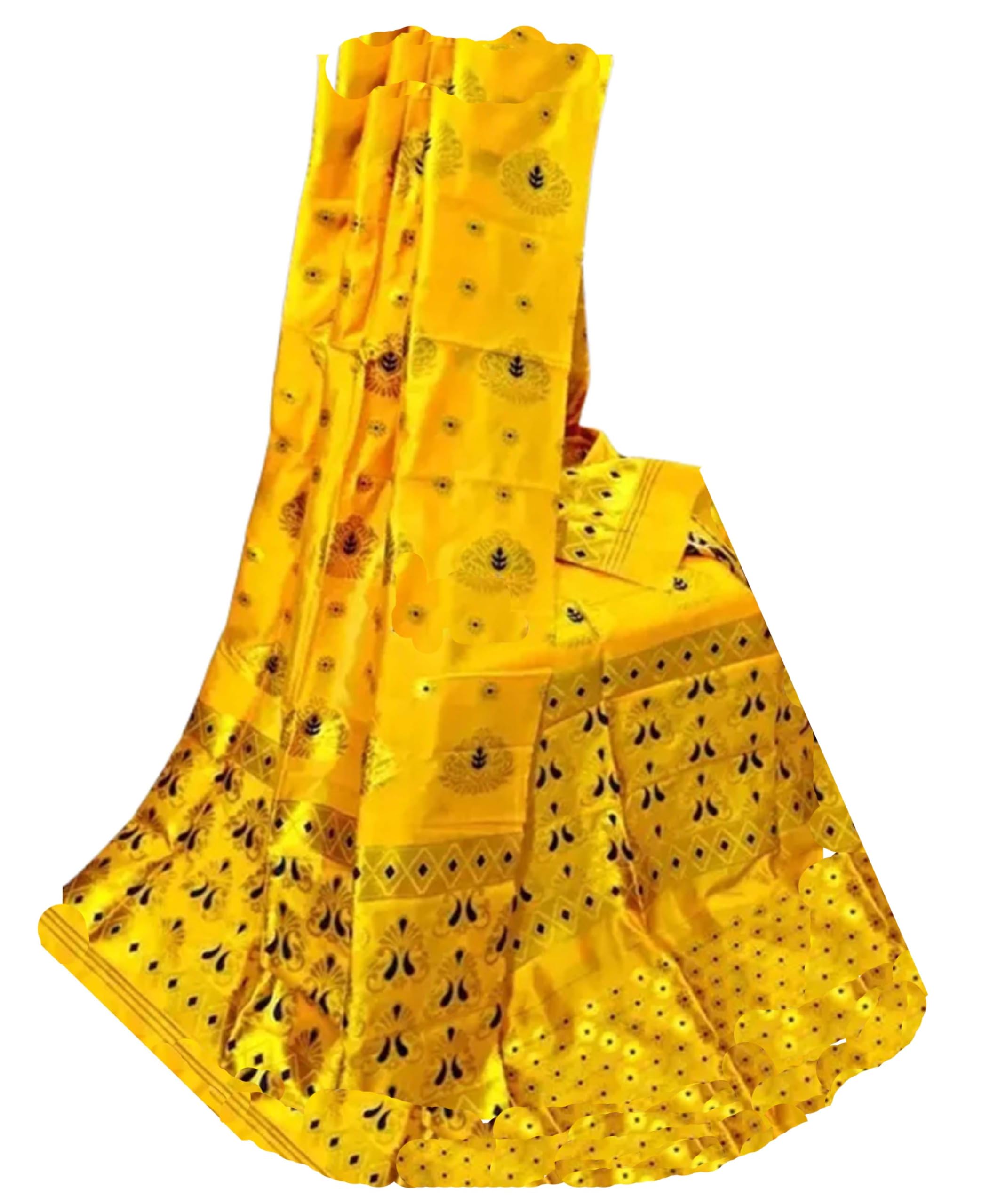 Women`s Bridal Assamese Mekhela Sador Traditional Design- Yellow