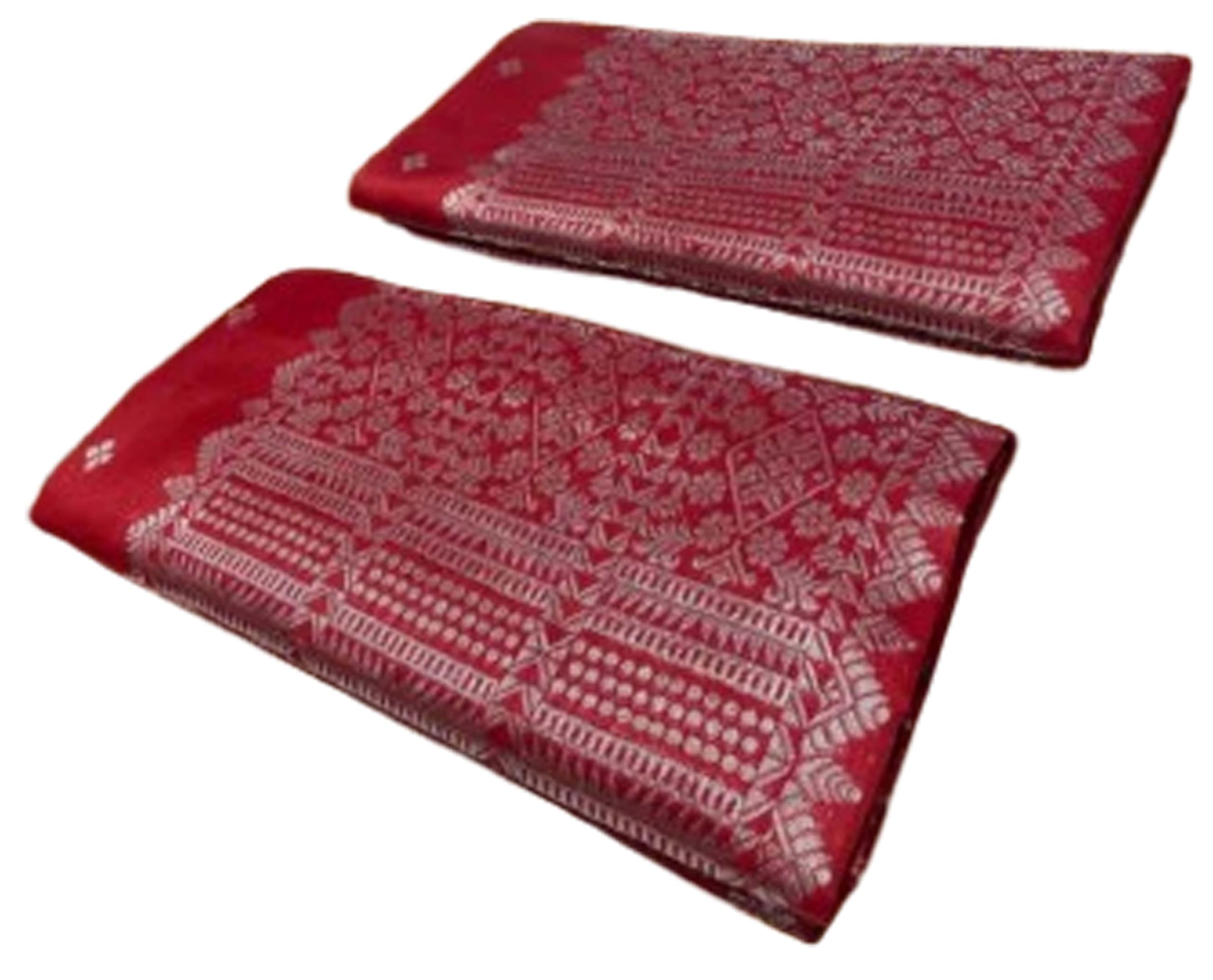 Women`s Bridal Assamese Mekhela Sador Pure Fabric Soft Silk Traditional Design-Deep Red