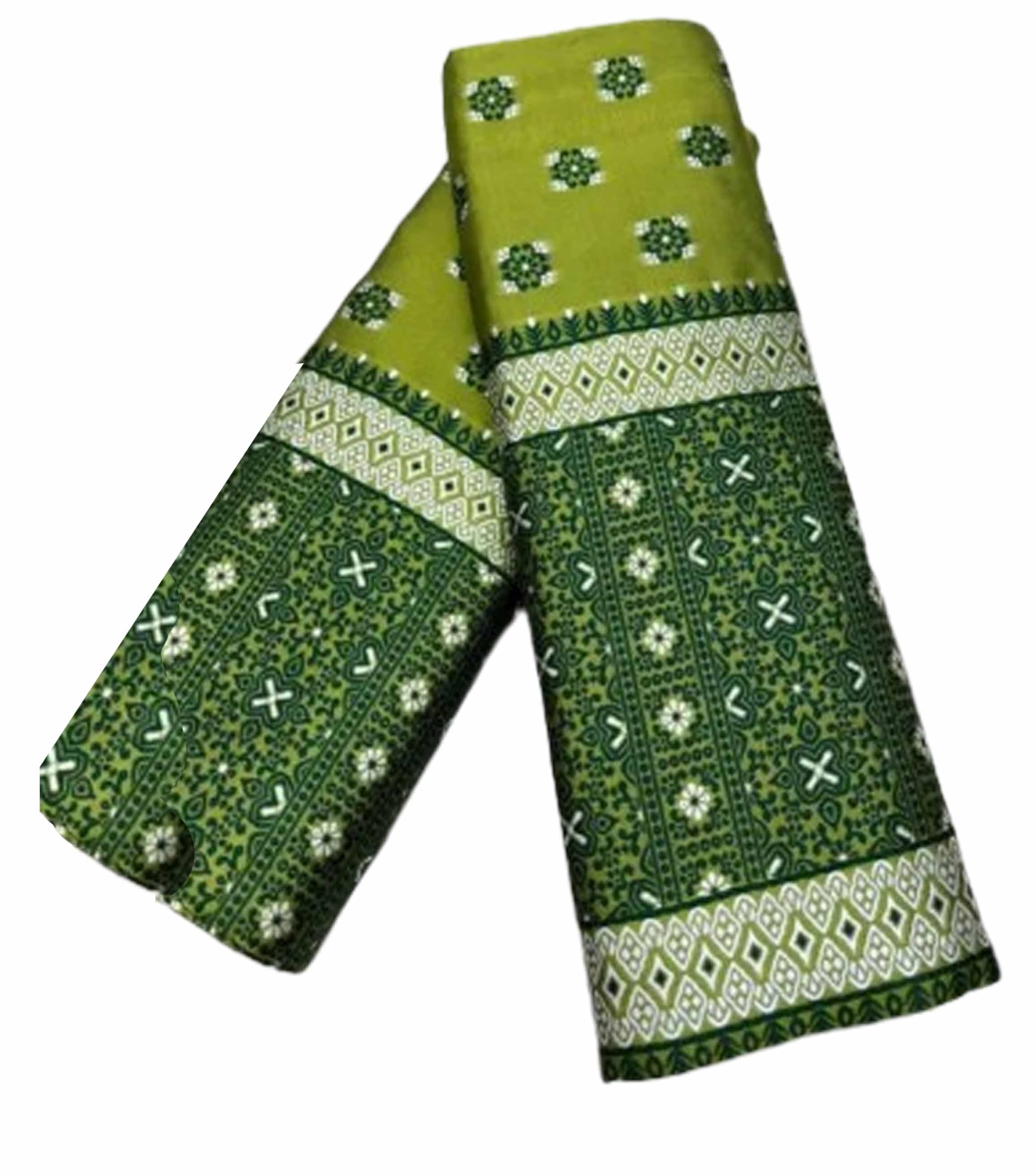 Women`s Assamese Mekhela Sador Traditional Design- Green Olive