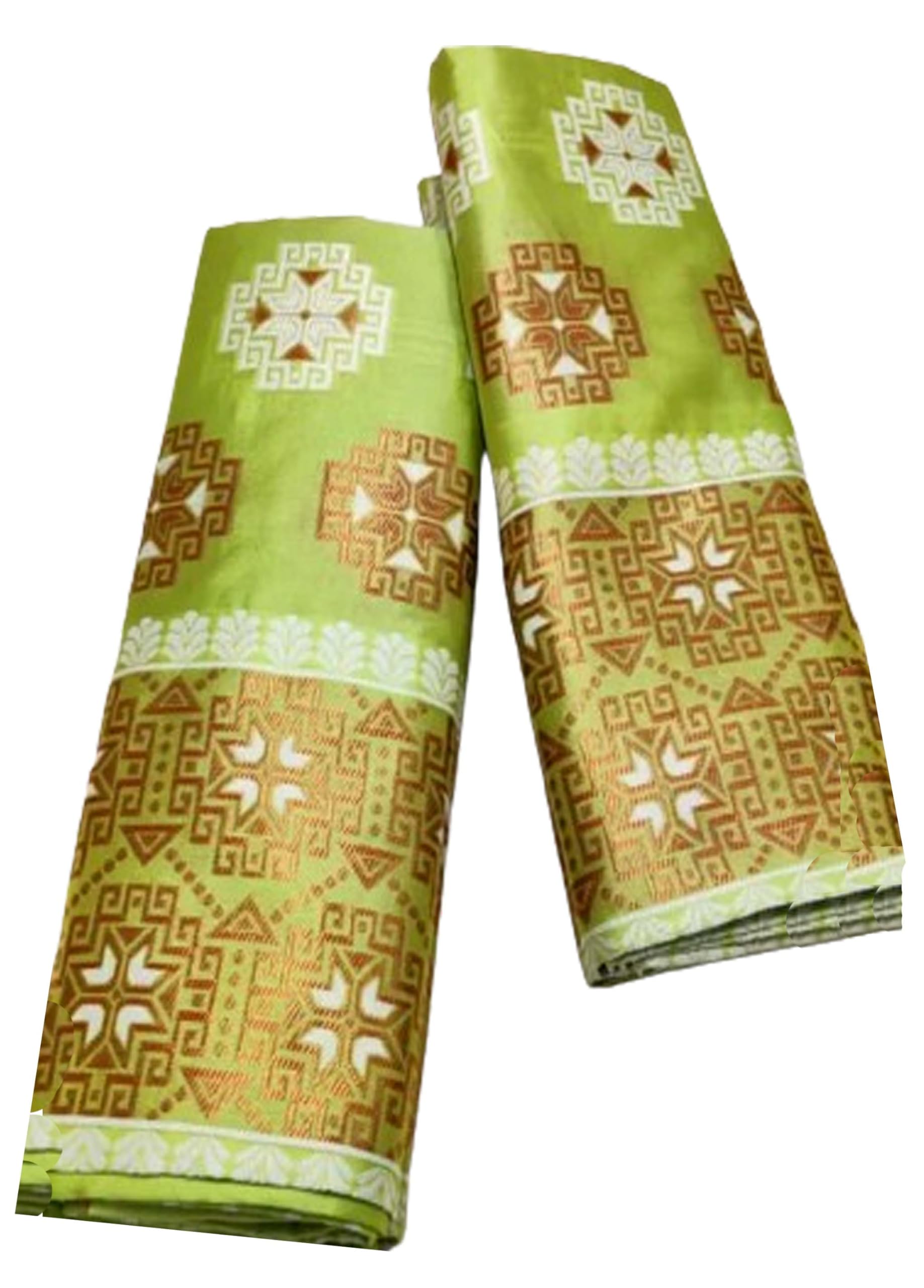 Women`s Assamese Mekhela Sador Traditional Design- olive green
