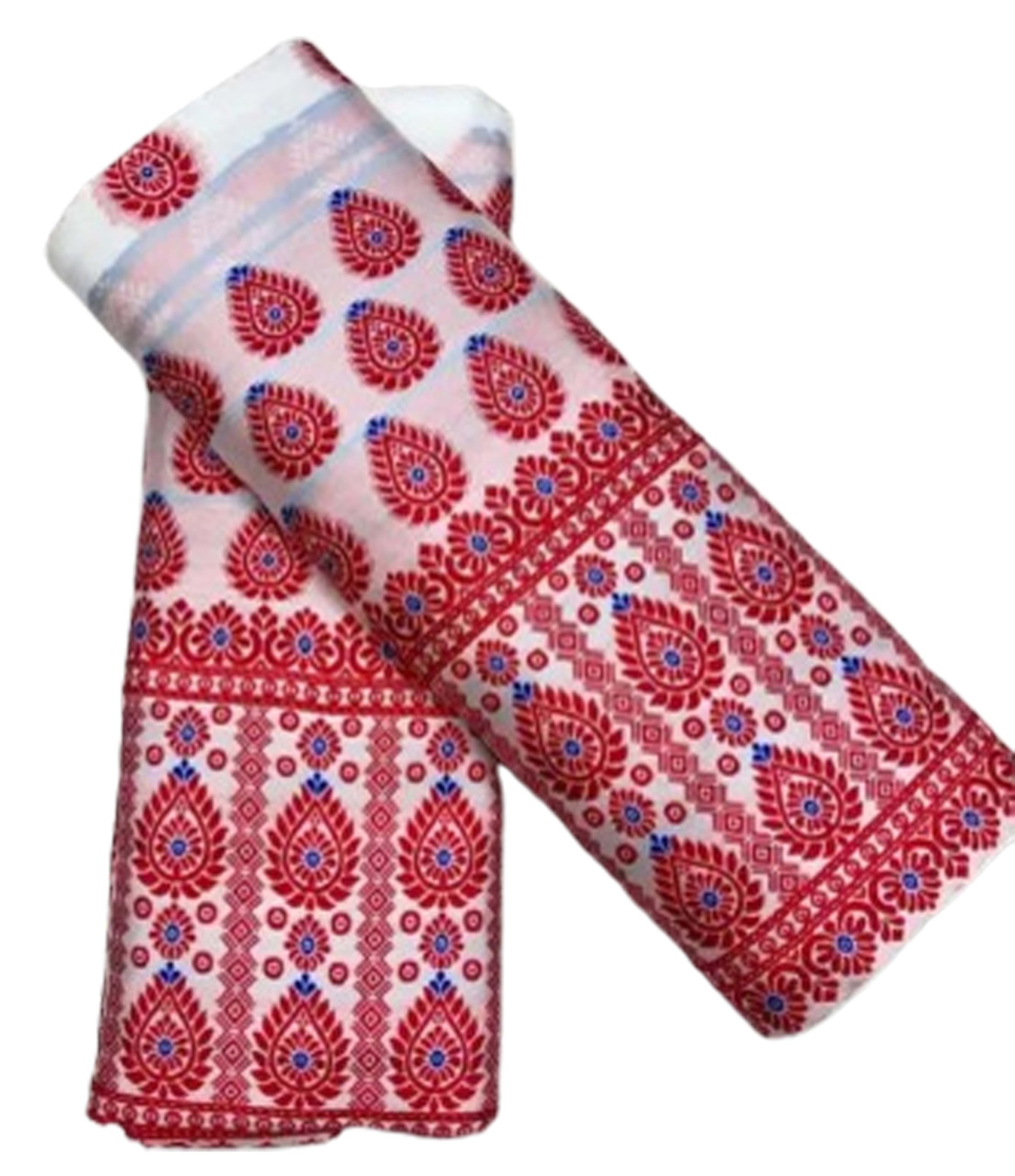 Women`s Assamese Mekhela Sador Pat Traditional Design- Purple Black