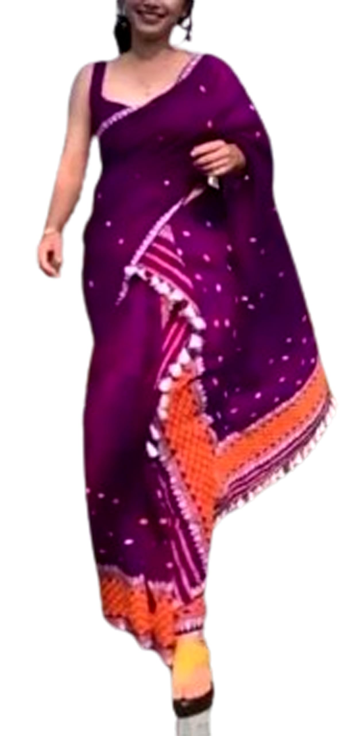 Women`s Bridal Assamese Mekhela Sador Jura Santal Panchi Parhar Pure Fabric Soft Silk Traditional Design-Purple Violet