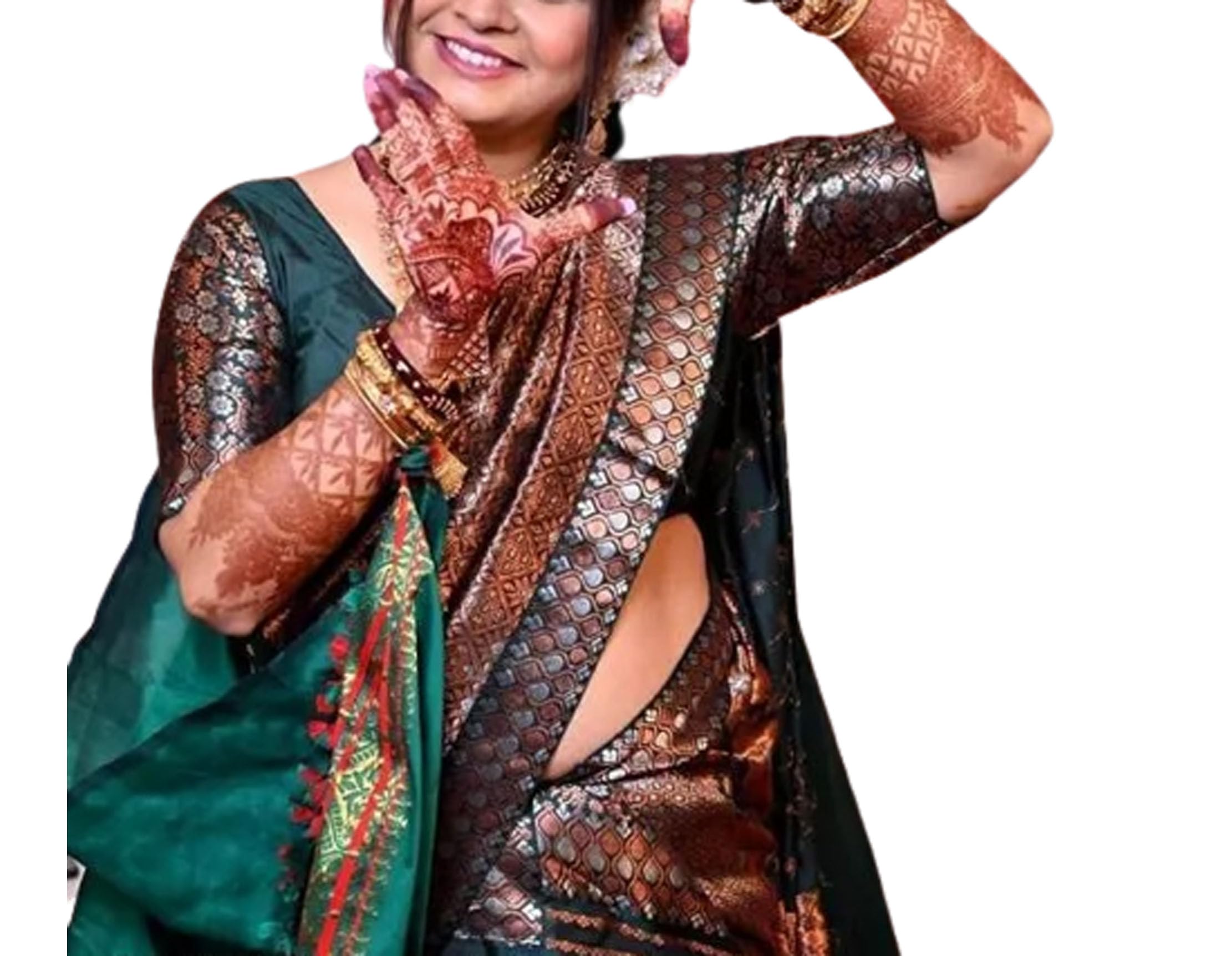 Assamese Mekhela Sador Jura  Parhar Pure Fabric of Soft Silk Traditional Design- Green