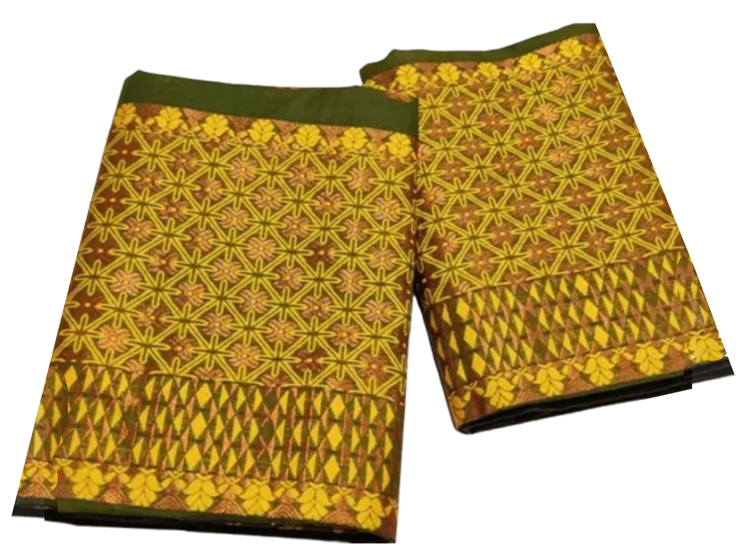 Women`s Assamese Mekhela Cotton Sador Traditional Design- Green Gold Buti