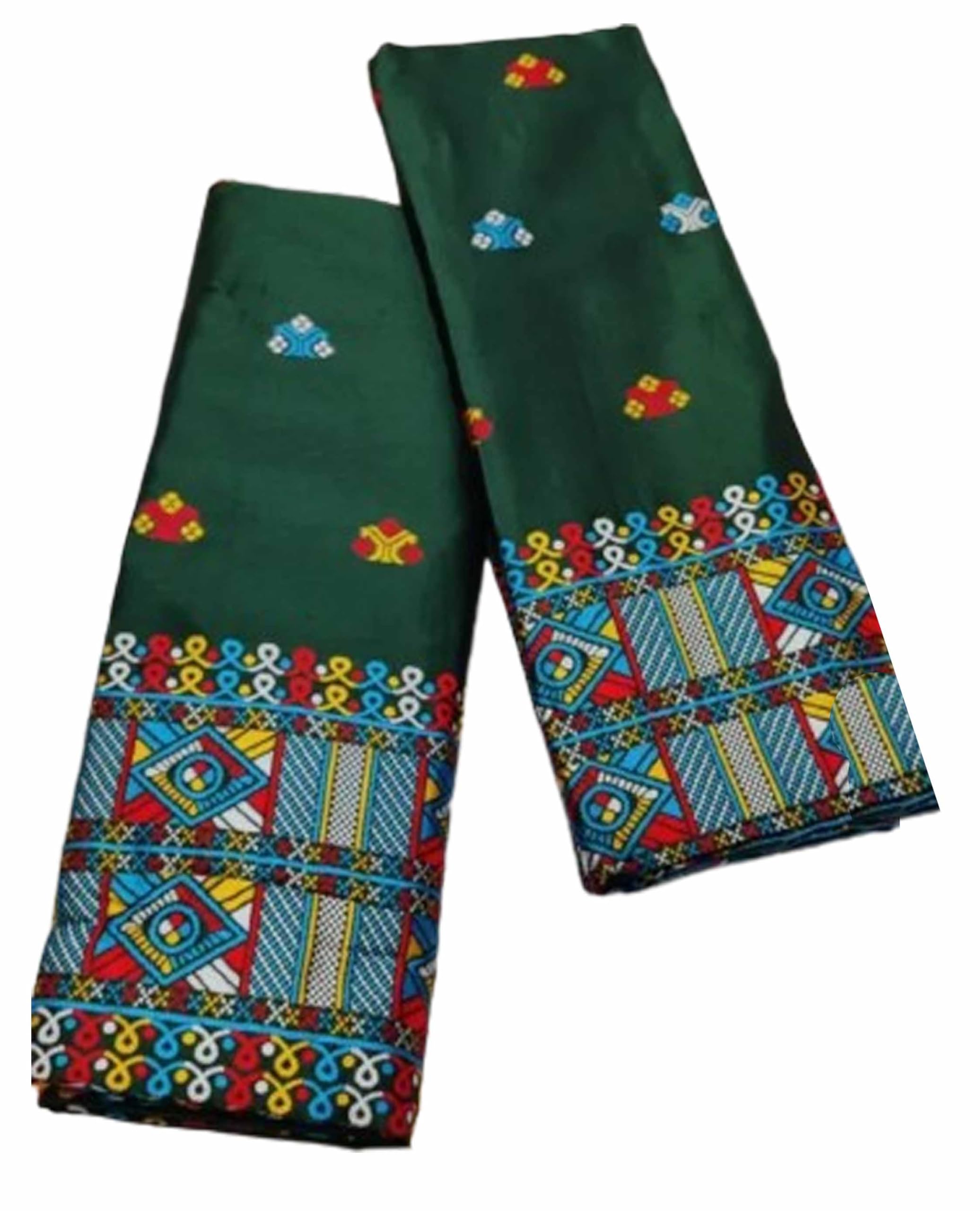 Women`s Assamese Mekhela Sador Fabric of Soft Silk Traditional Design-Green Rec