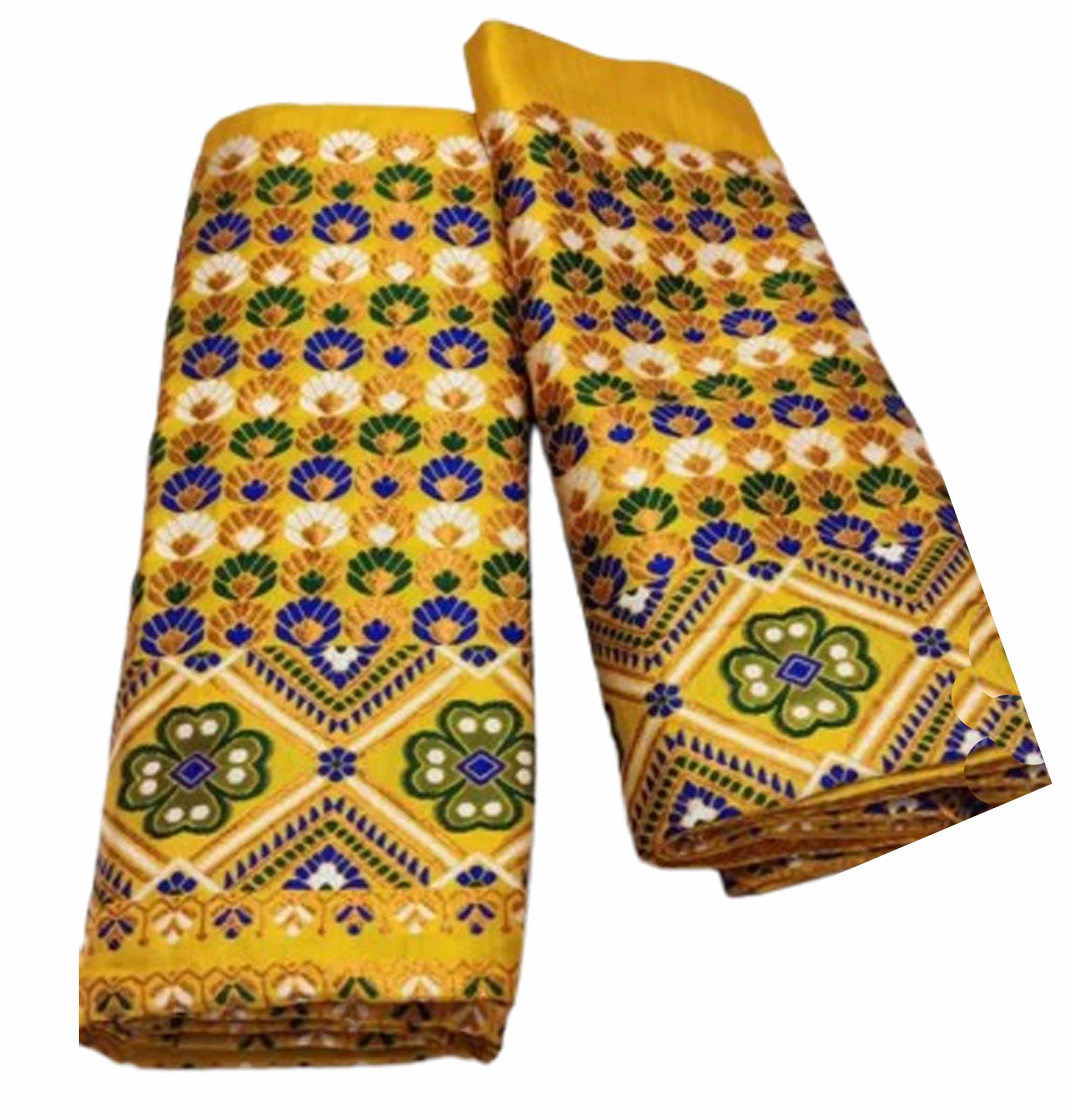 Women`s Assamese Mekhela Sador Traditional Design-Golden Yellow