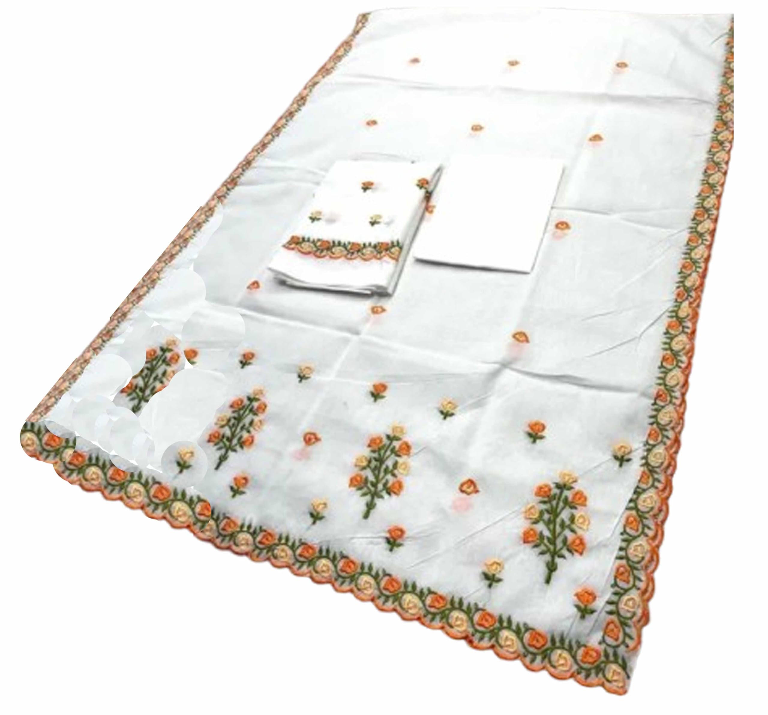 Women`s Assamese Mekhela Embroidery Sador Pure Fabric of Soft Silk Traditional Design- White Flower