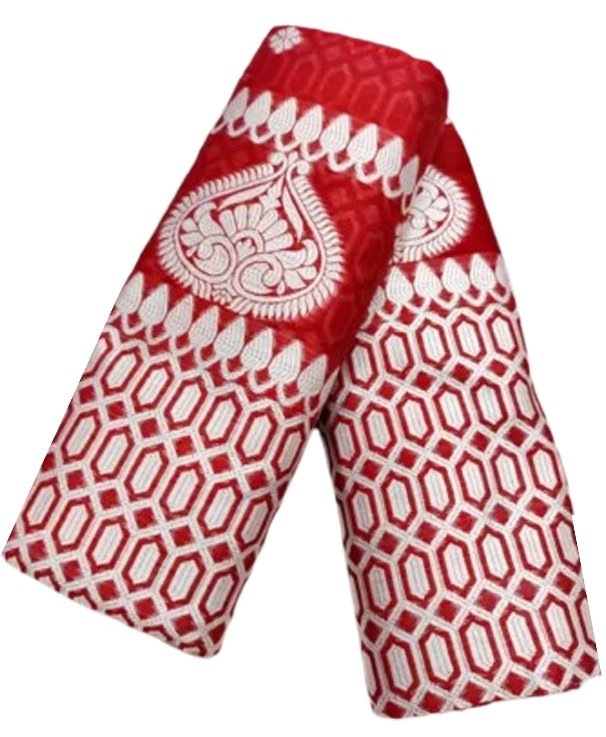 Women`s Assamese Mekhela Sador Paat Santal Panchi Lungi Parhar Fabric of Soft Silk Traditional Design-Red Kolka