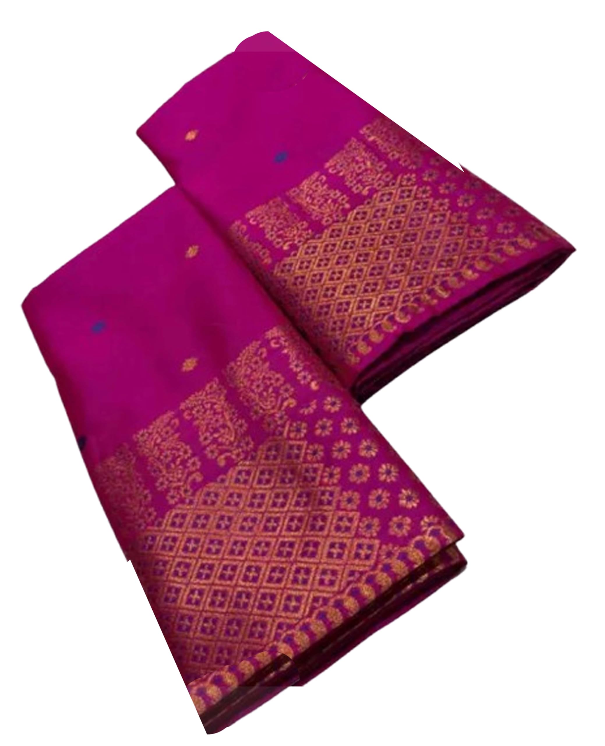 Women`s Assamese Mekhela Sador  Traditional Design- Purple Gold