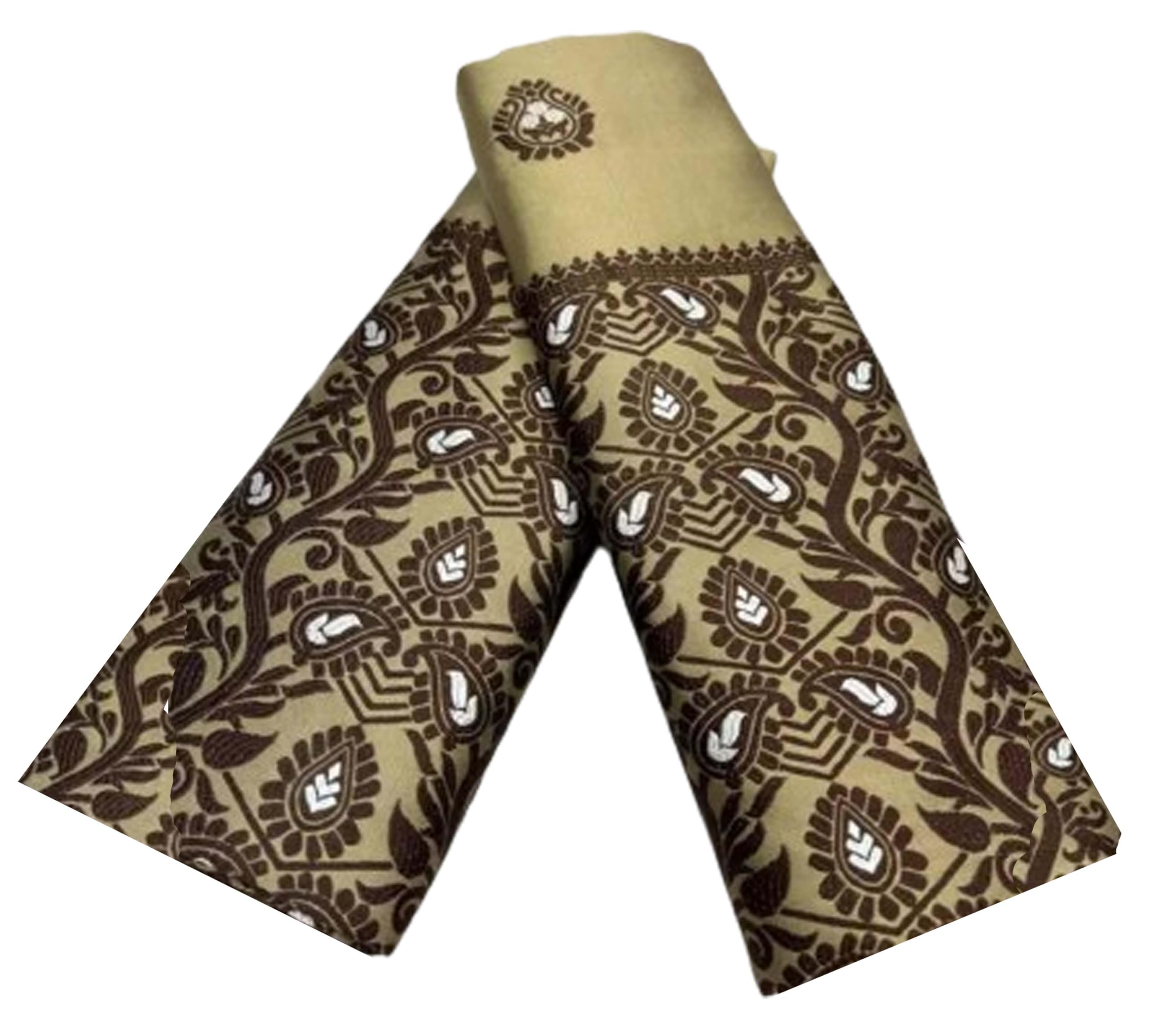 Women`s Assamese Mekhela Sador Traditional Design- Chiku Peach