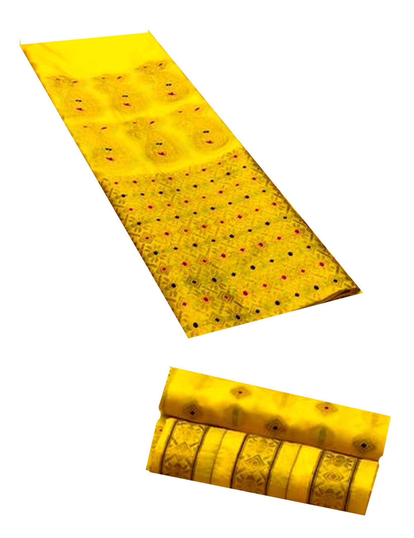 Jolly Enterprise Women`s Assamese Mekhela Sador Fabric of Banarasi Silk Traditional Design- Yellow