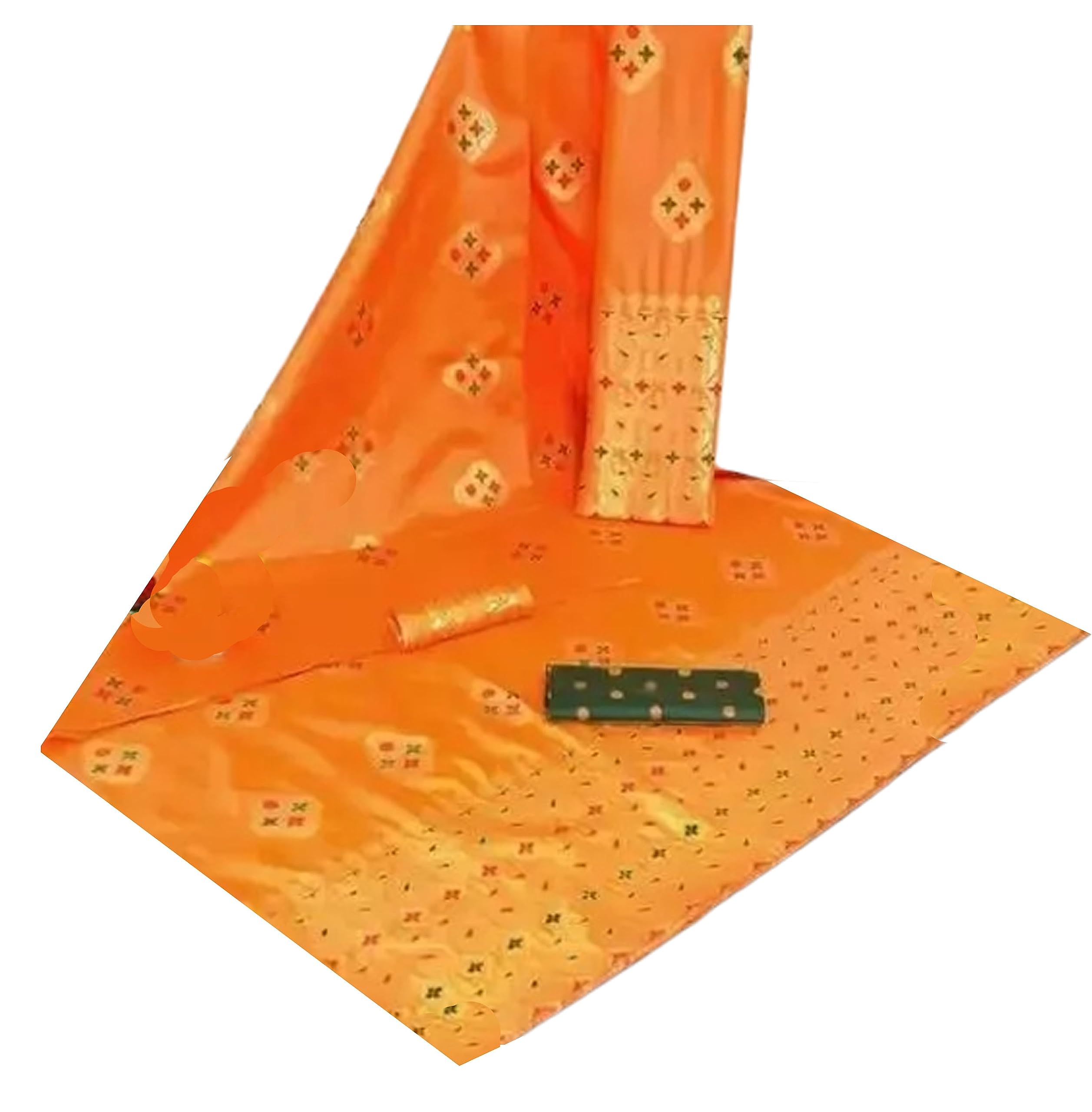 Women`s Assamese Assamese Mekhela Sador Traditional Design-Orange