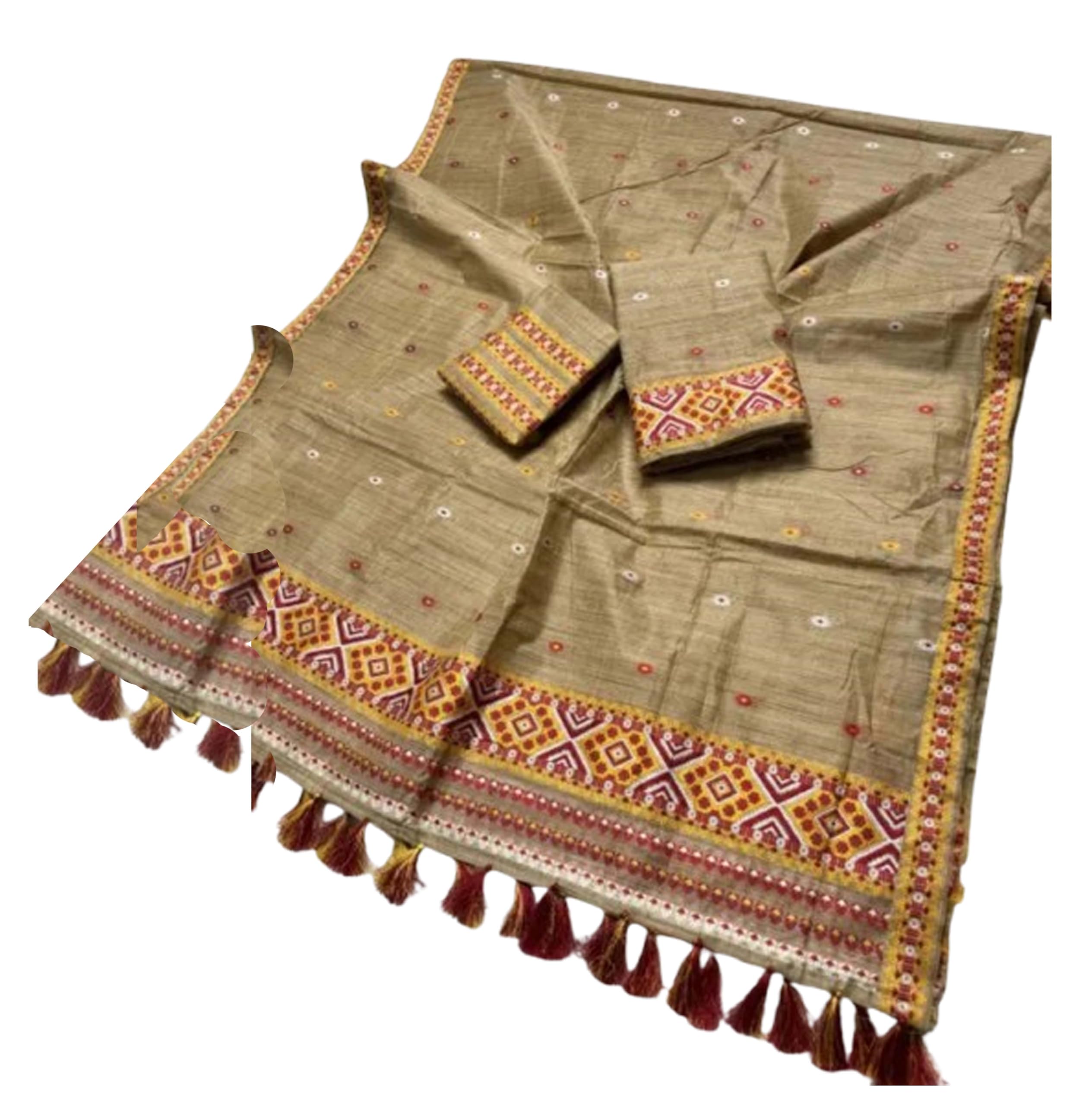 Women`s Assamese Mekhela Sador Traditional Design- Jute Muga