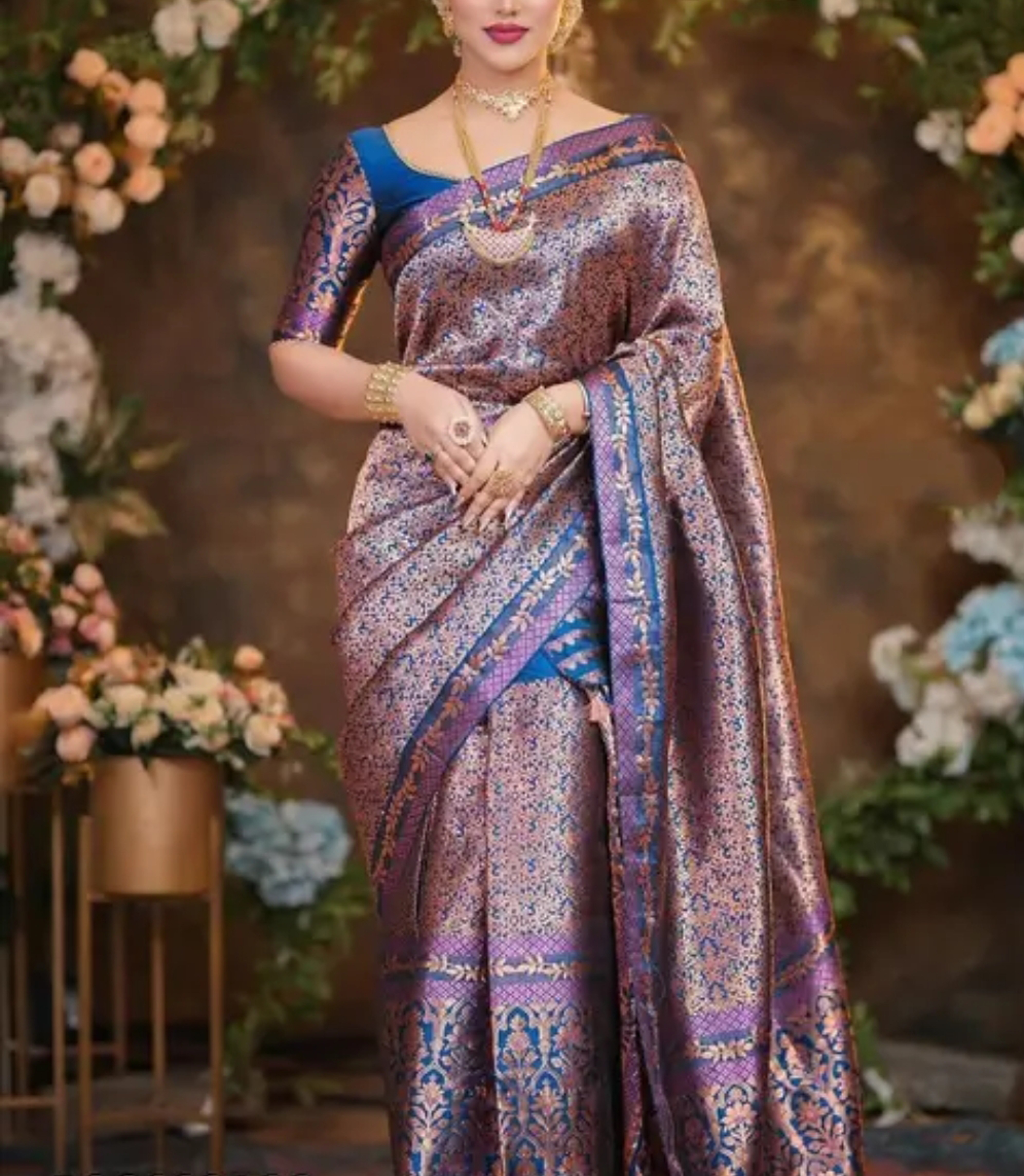 Bridal Light Purple Assamese Mekhela Sador Handcrafted Chador