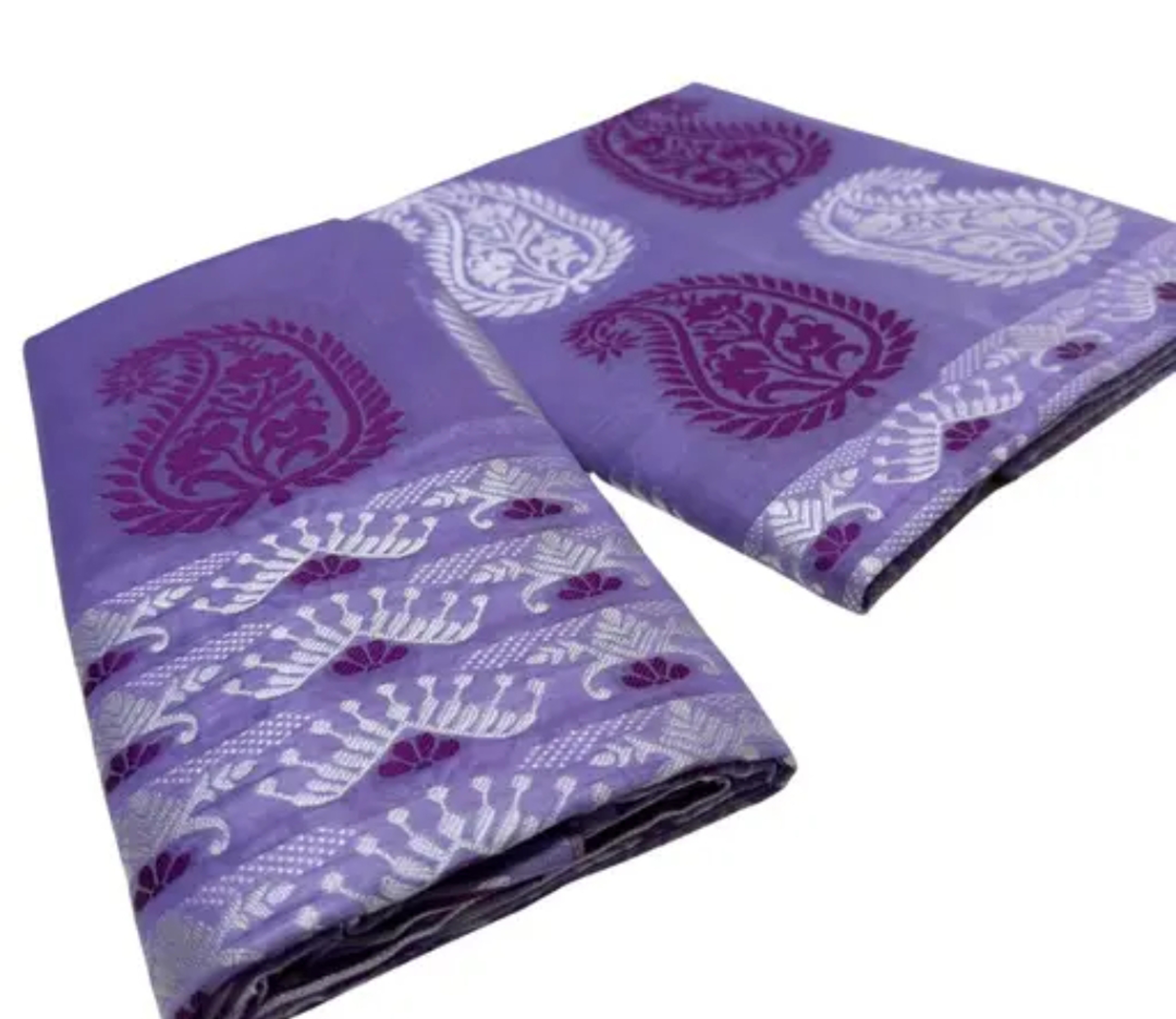 Purple Violet Assamese Mekhela Sador Handcrafted Chador