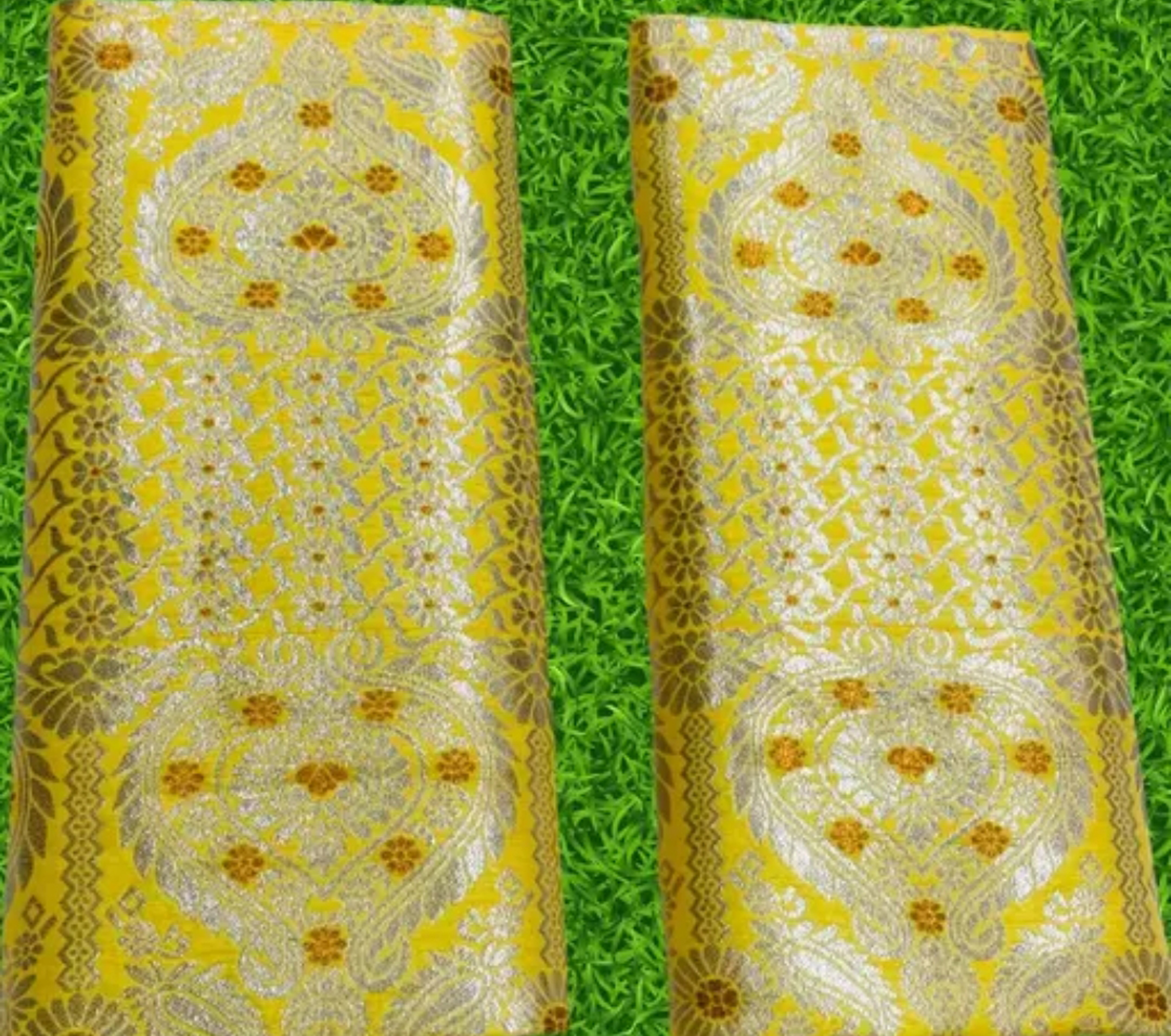 Women`s Assamese Mekhela Sador Paat Santal Panchi Lungi Parhar Fabric of Soft Silk Traditional Design- Tussar Gold