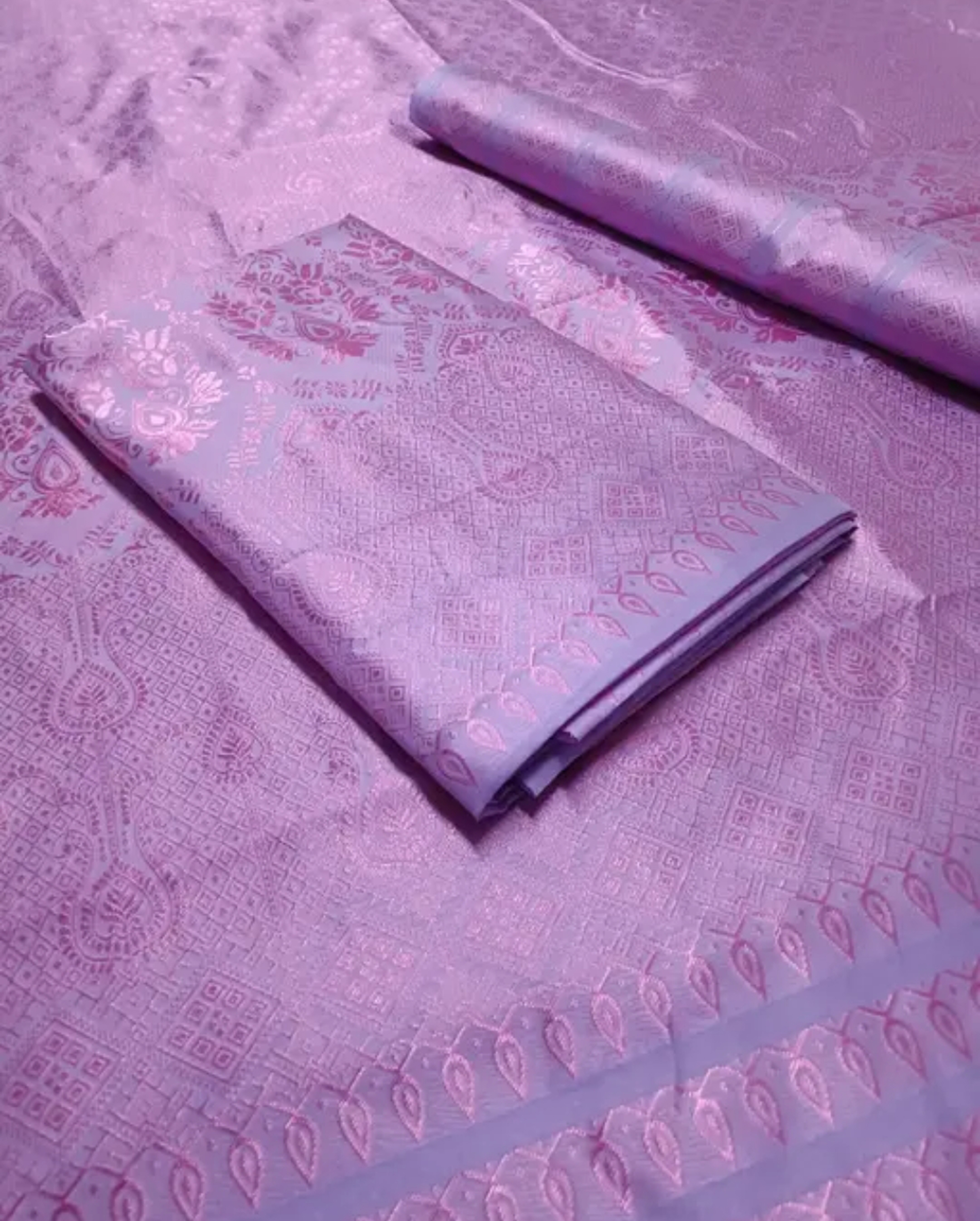 Bridal Purple Violet Assamese Mekhela Sador Handcrafted Chador
