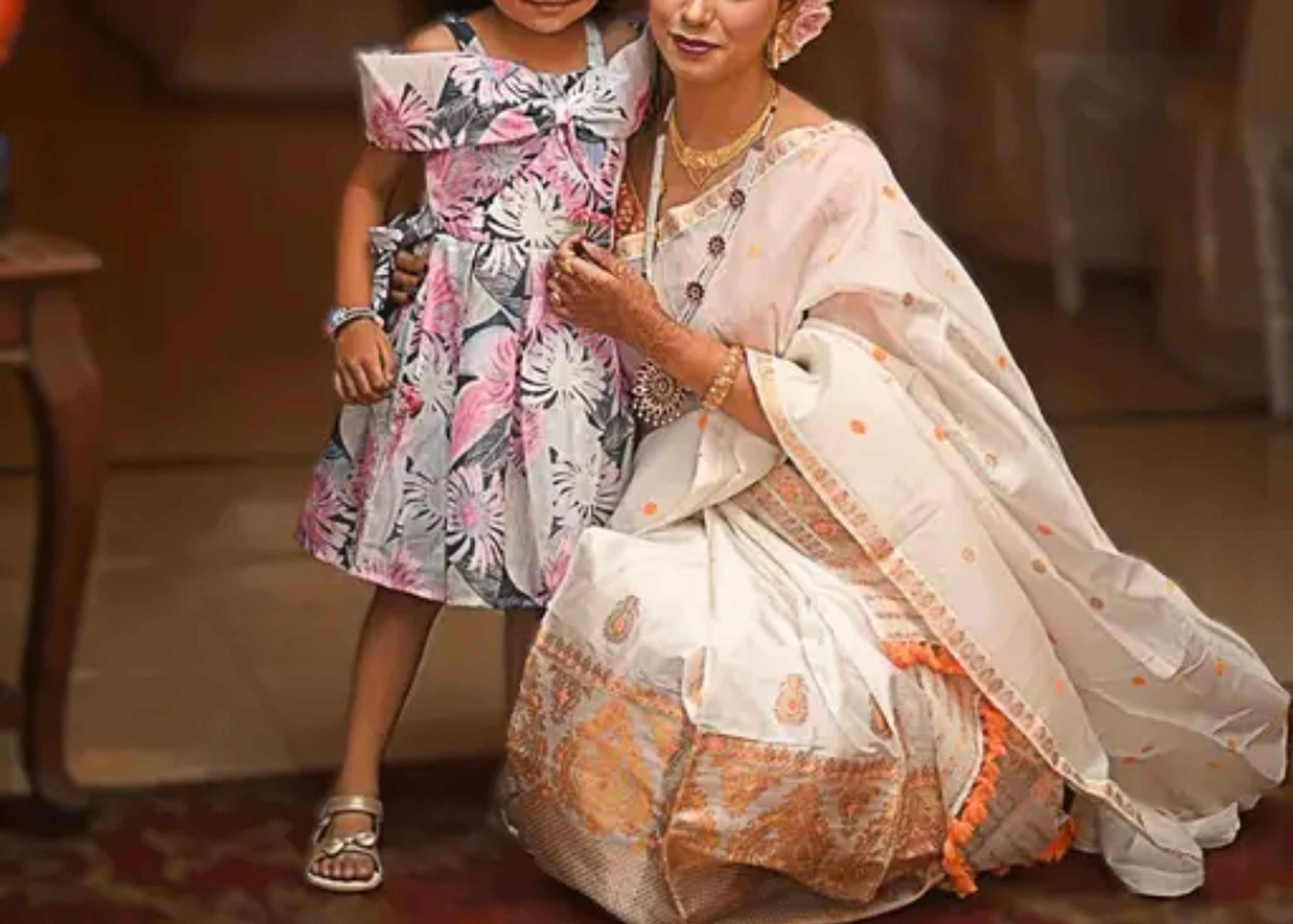 Cream Assamese Mekhela Sador Handcrafted Chador