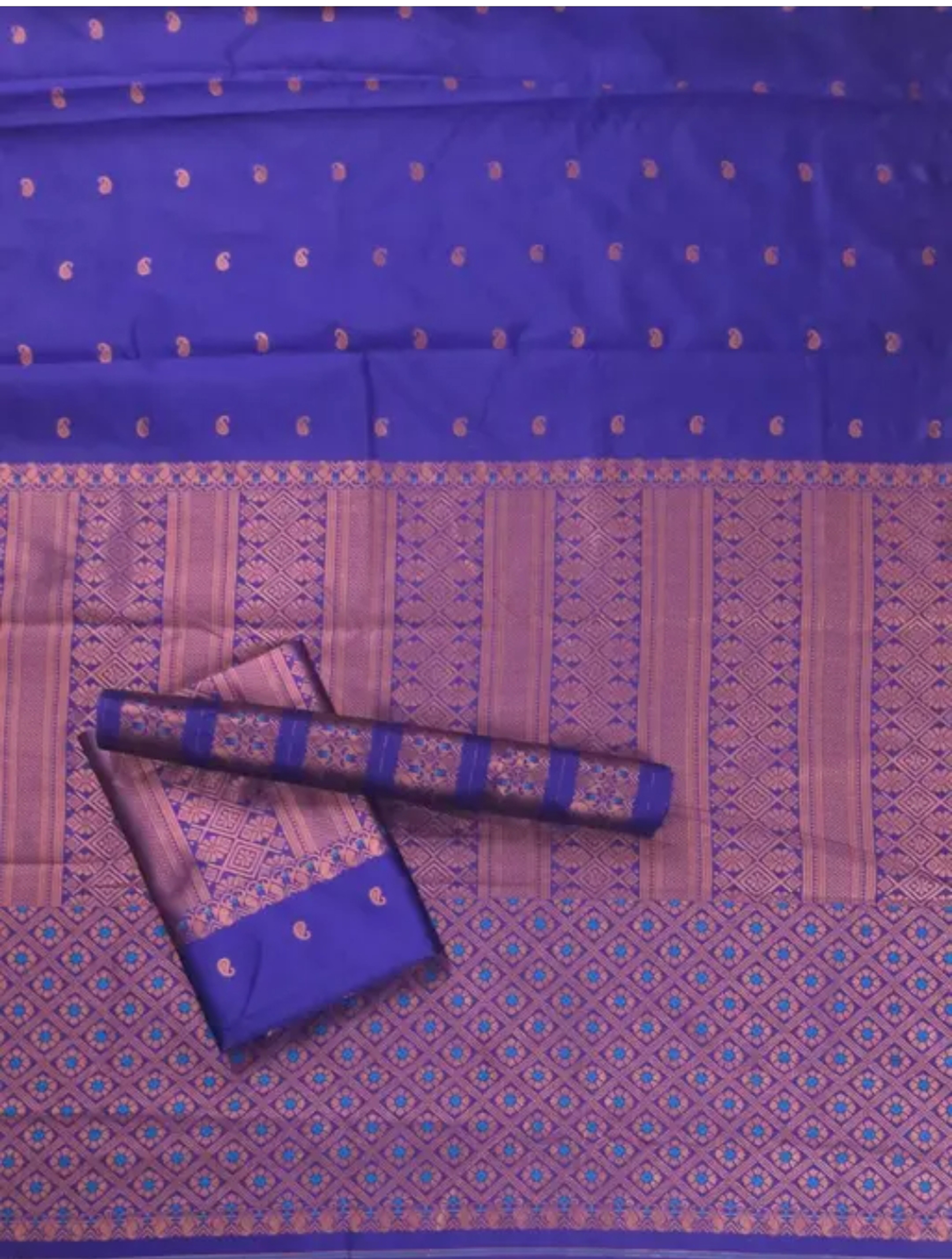 Assamese Mekhela  Purple Gold Embroidery Sador Chador