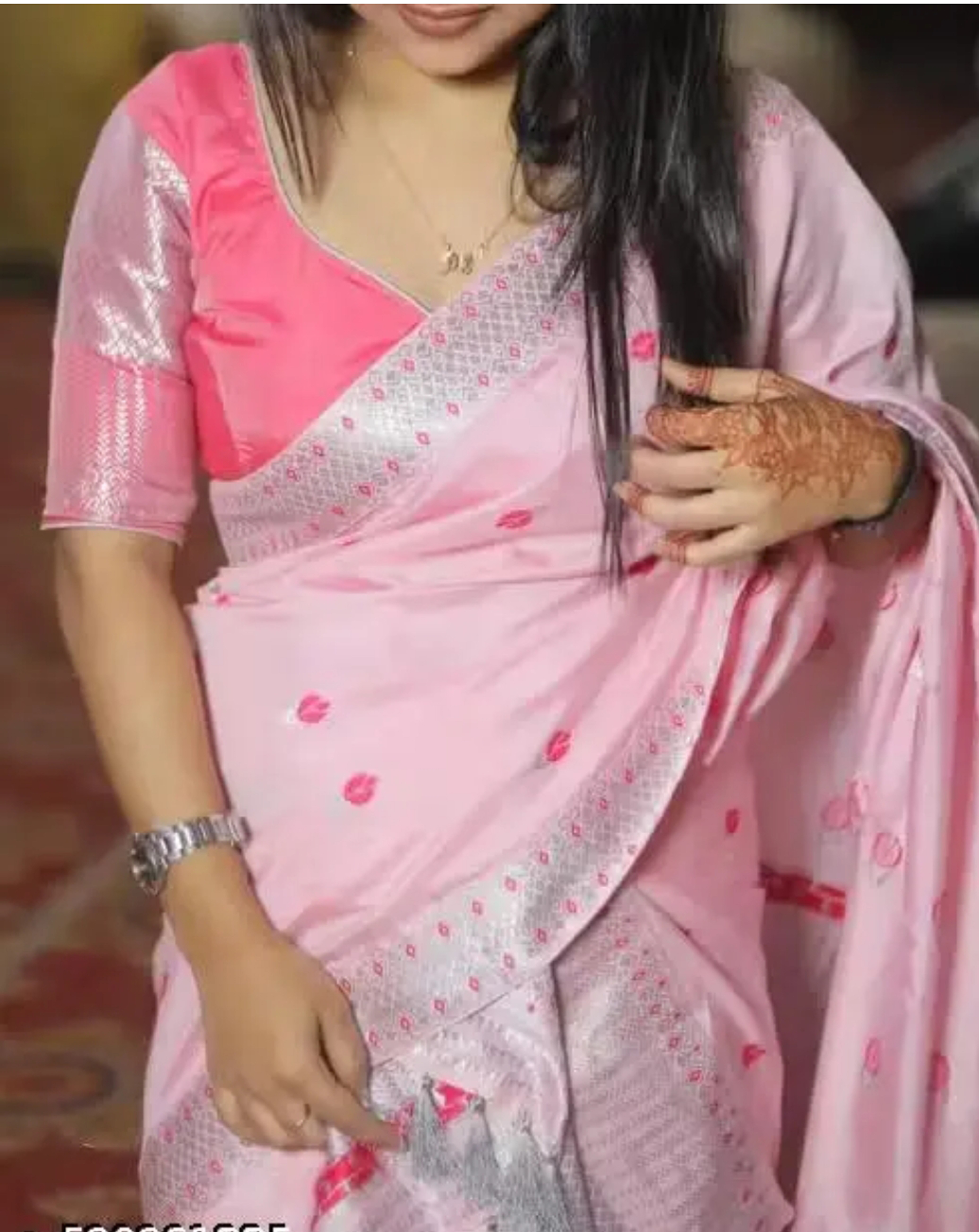 Peach Pink Assamese Mekhela Sador Handcrafted Chador