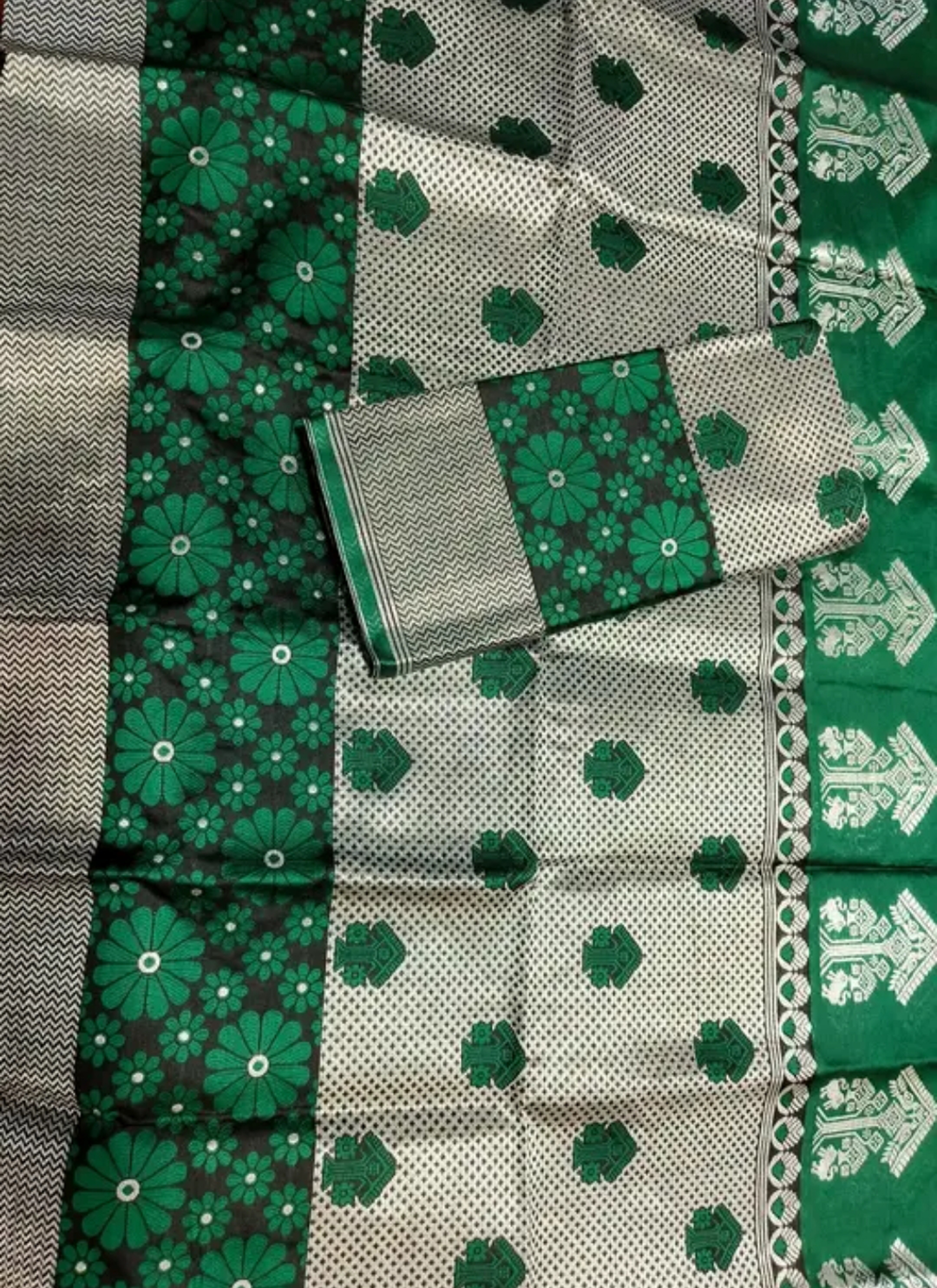 Traditional Assamese Mekhela Sador Pure Fabric Soft Silk Traditional  Floral Design - Green