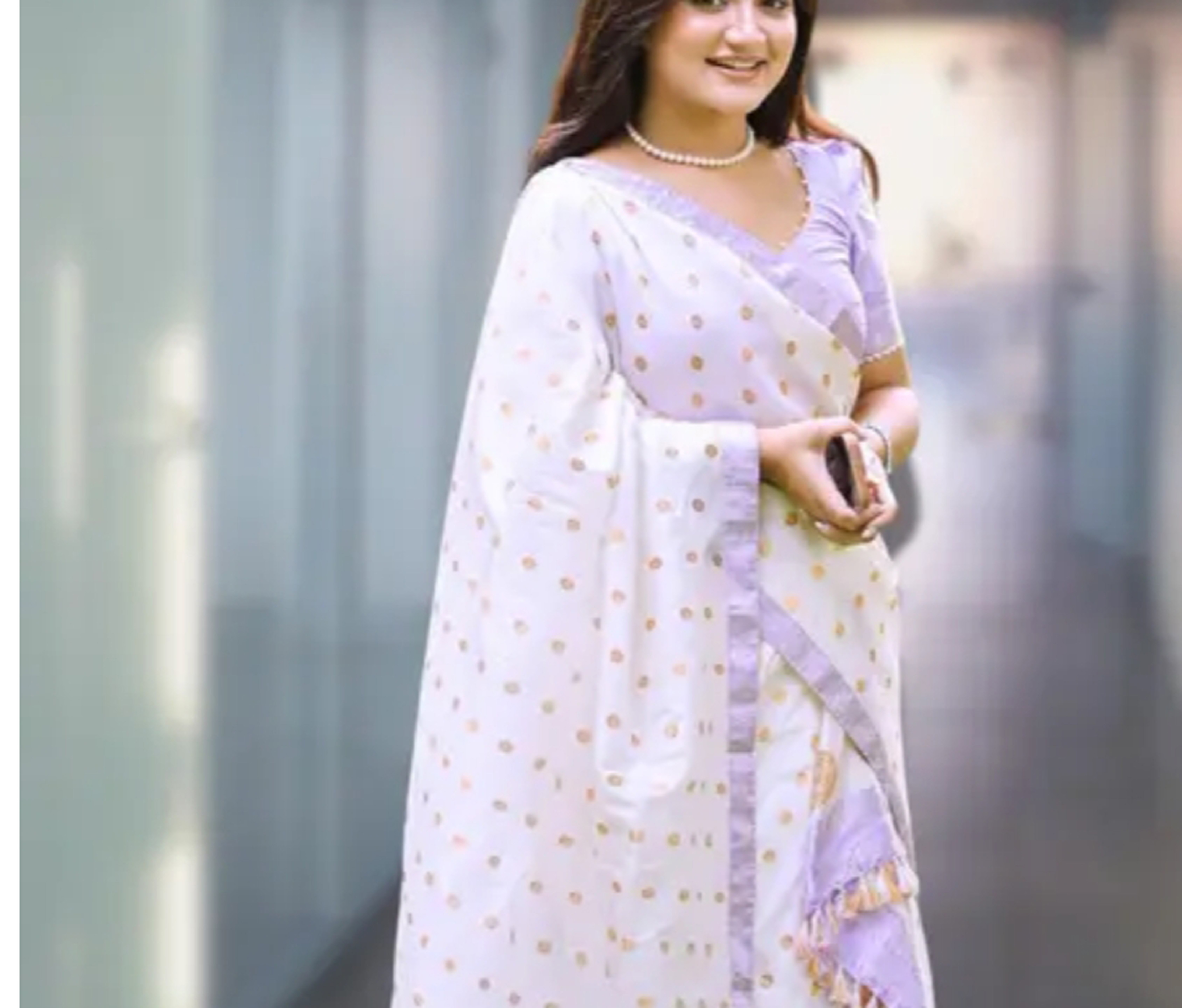 Women`s Bridal Wedding Assamese Mekhela Sador Elegant Silk Saree - Purple