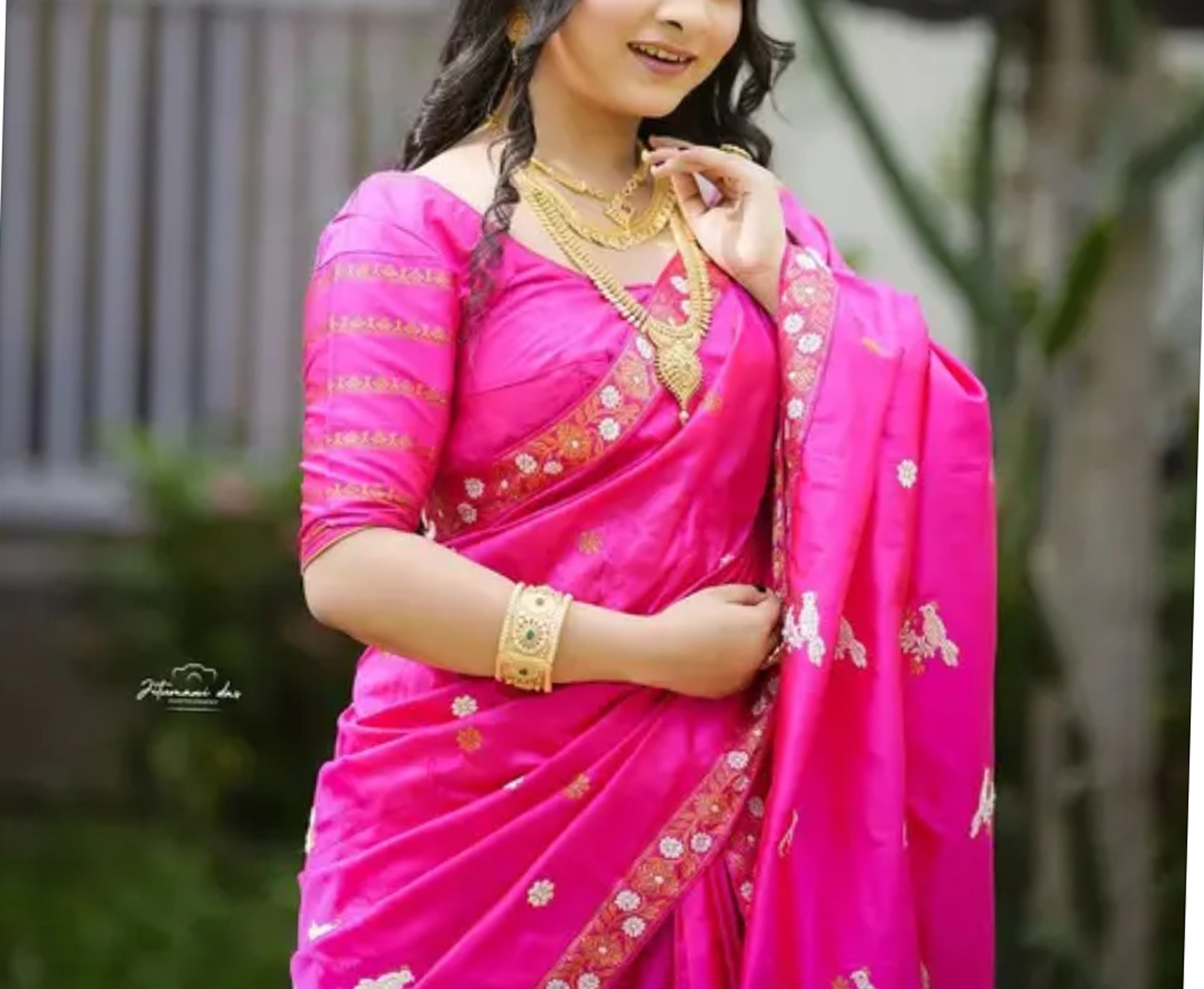 Bridal Pink Assamese Mekhela Sador Handcrafted Chador