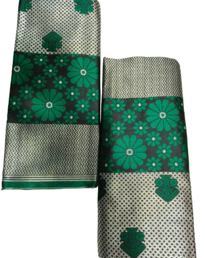 Traditional Assamese Mekhela Sador Pure Fabric Soft Silk Traditional  Floral Design - Green