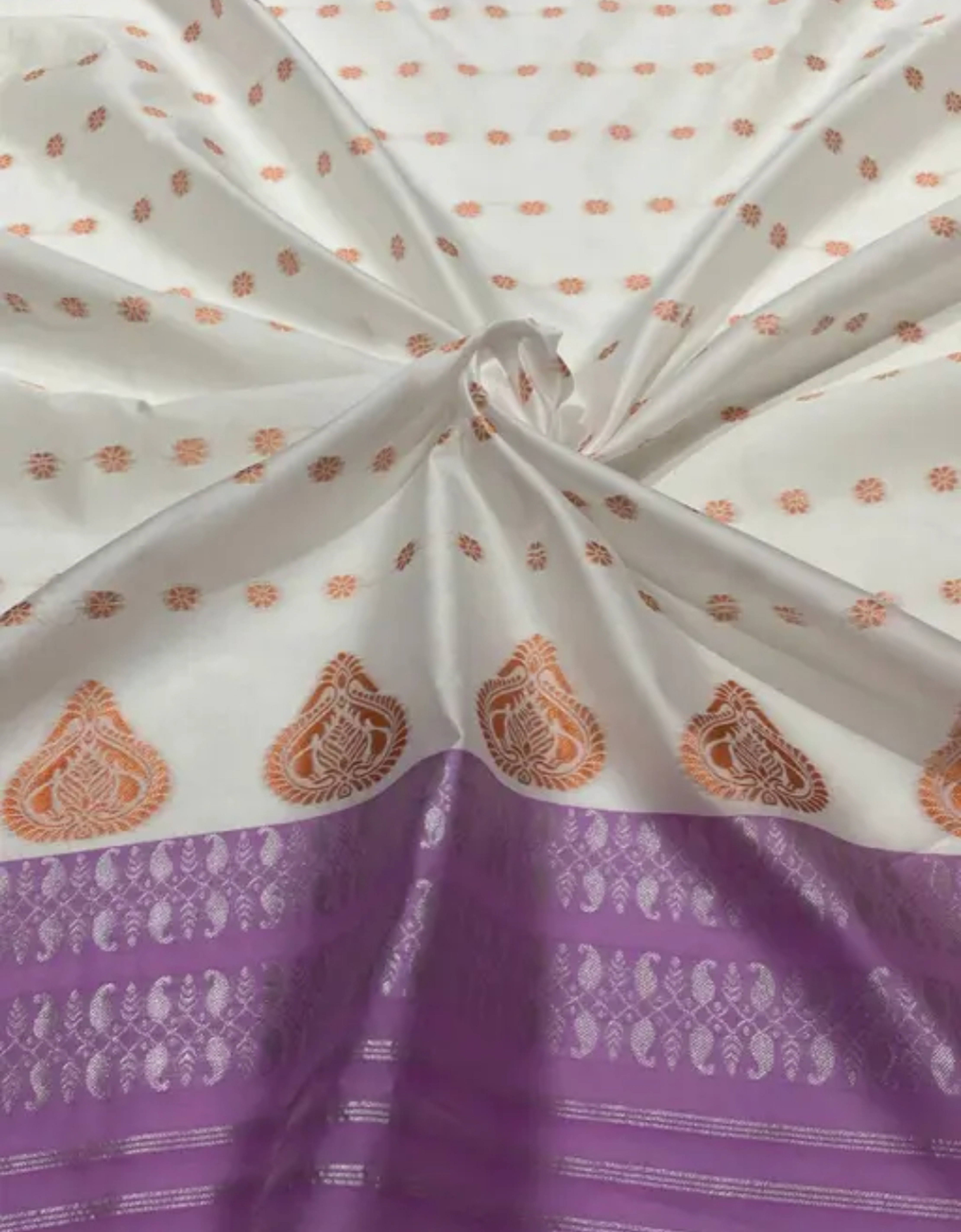 Women`s Bridal Wedding Assamese Mekhela Sador Elegant Silk Saree - Purple