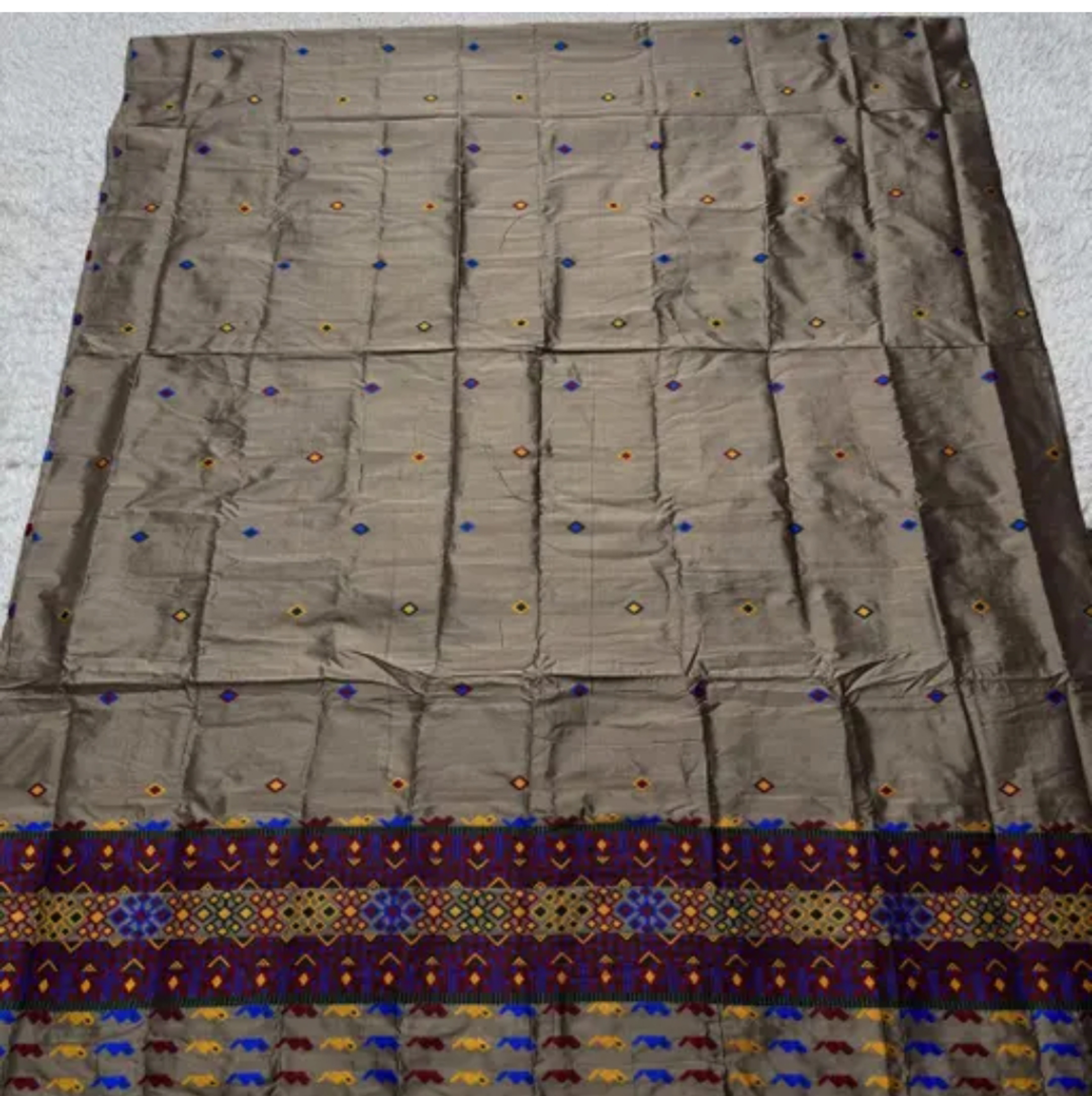 Traditional Assamese Mekhela Sador Pure Fabric Soft Silk Traditional  Design -Chiku
