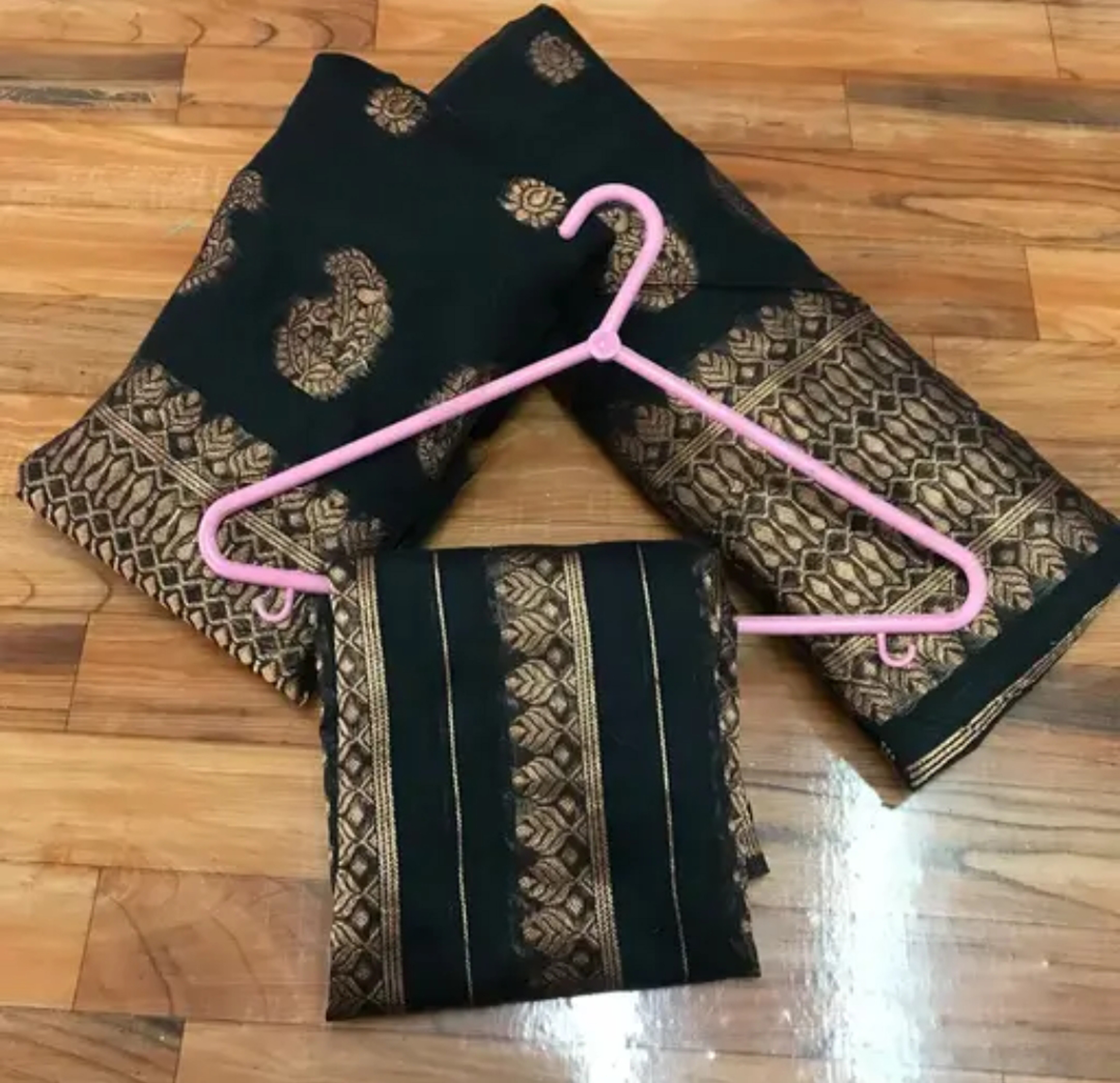 Bridal Black Gold Assamese Mekhela Sador Handcrafted Chador