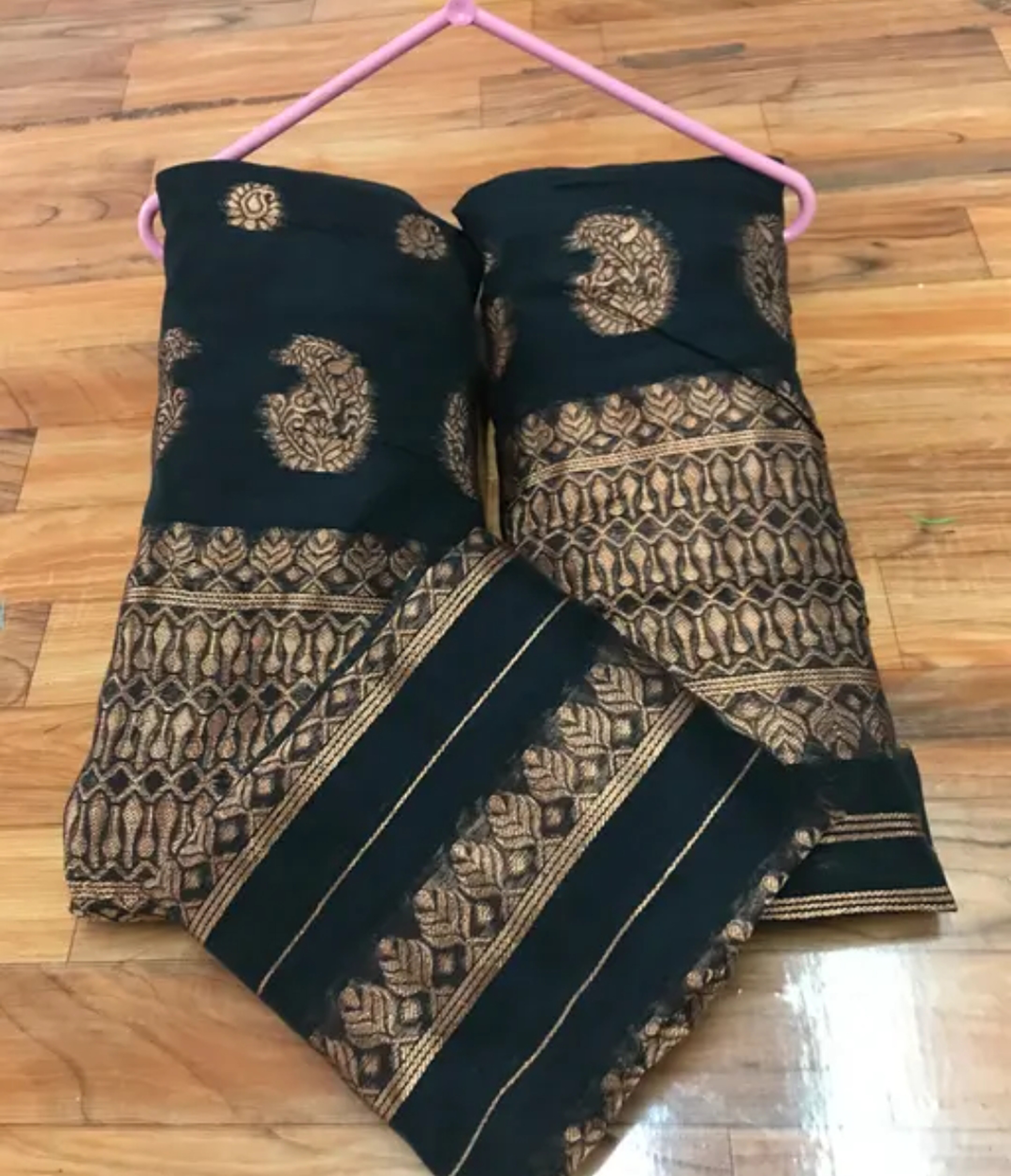 Bridal Black Gold Assamese Mekhela Sador Handcrafted Chador