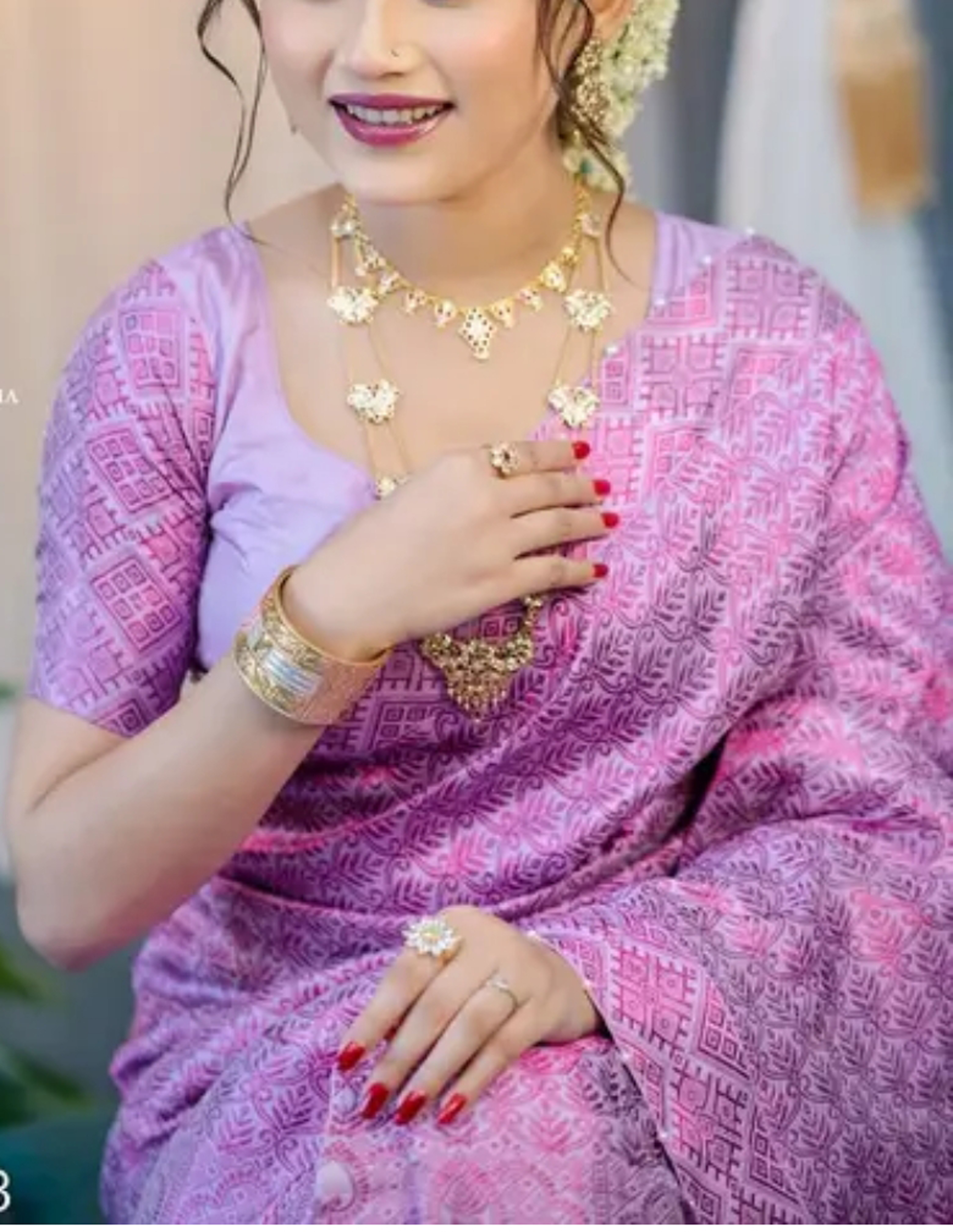 Bridal Purple Violet Assamese Mekhela Sador Handcrafted Chador