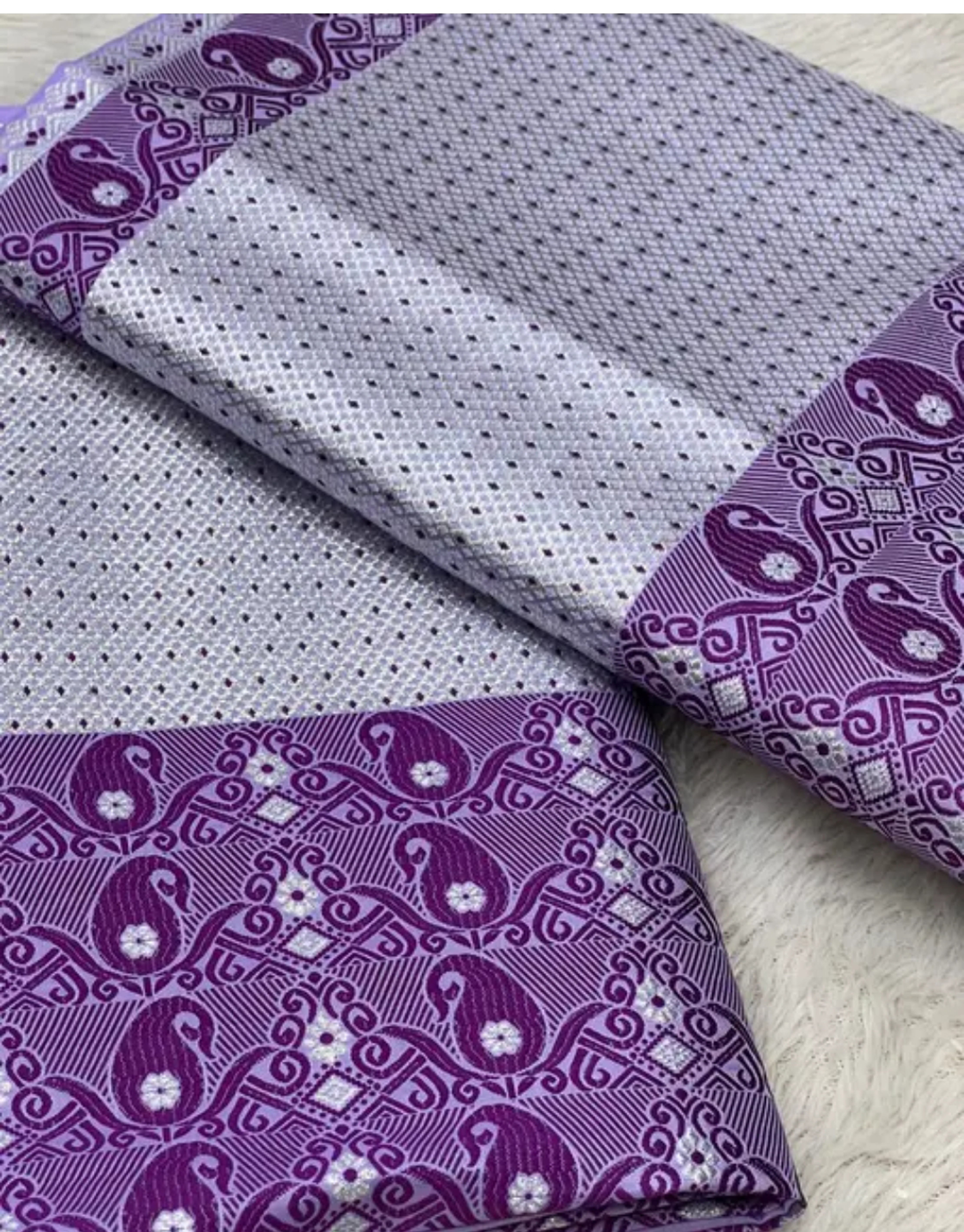 Assamese Mekhela Sador Paat Soft Silk Traditional Design- Lavender Purple