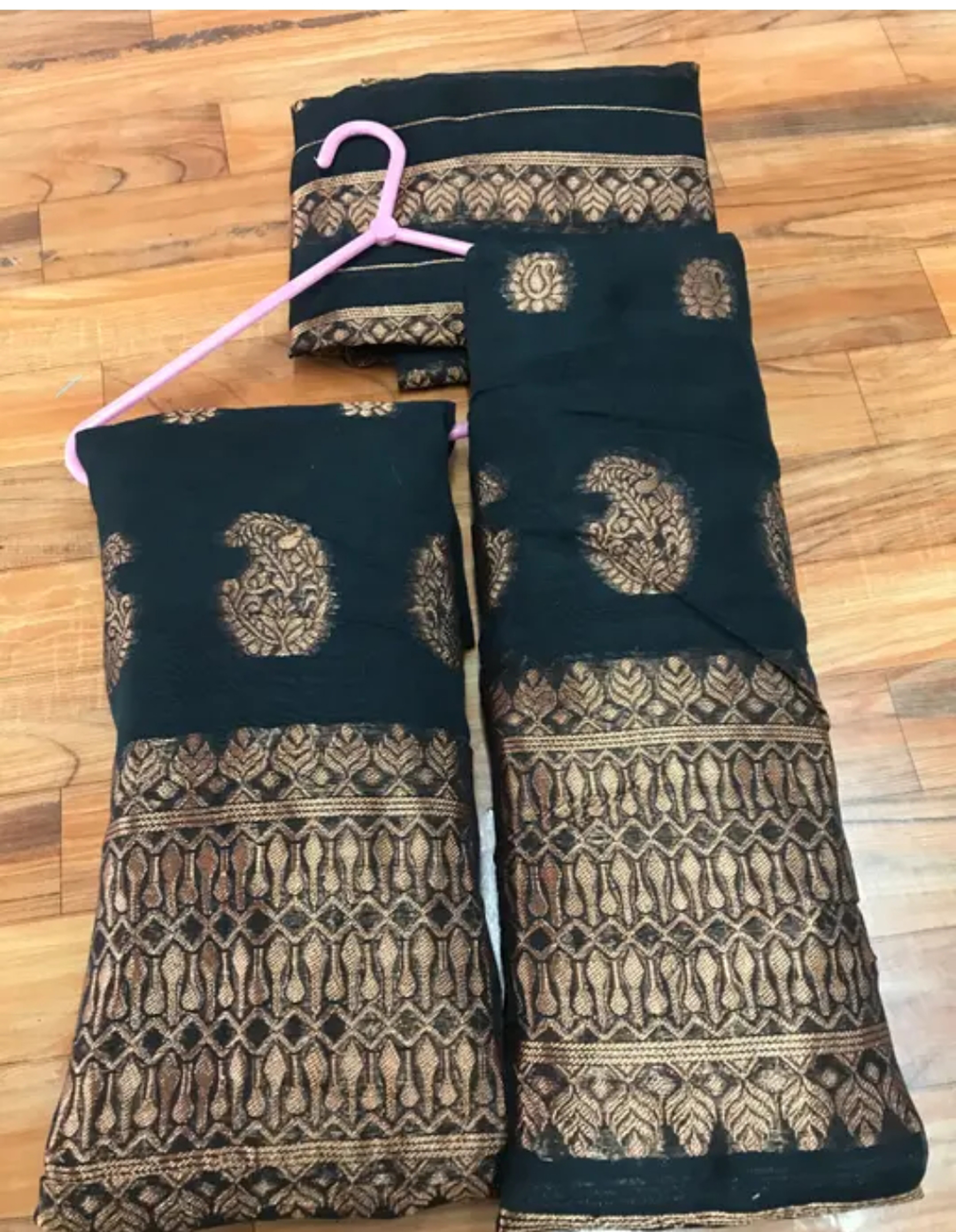 Bridal Black Gold Assamese Mekhela Sador Handcrafted Chador