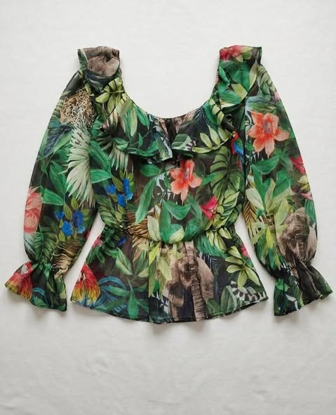 Blouse à imprimé tropical