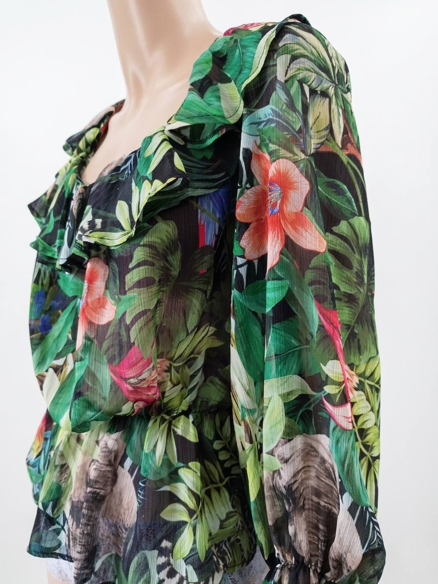Blouse à imprimé tropical