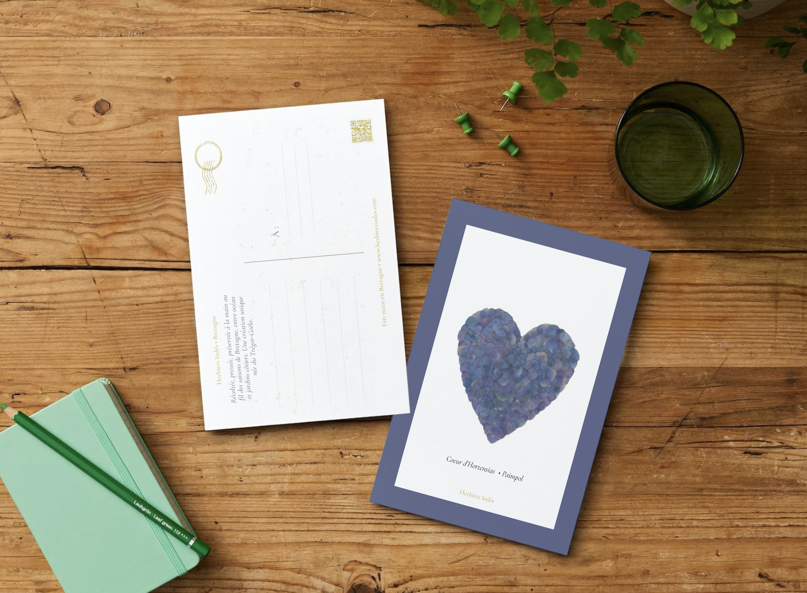 Carte postale "Coeur d'hortensias"