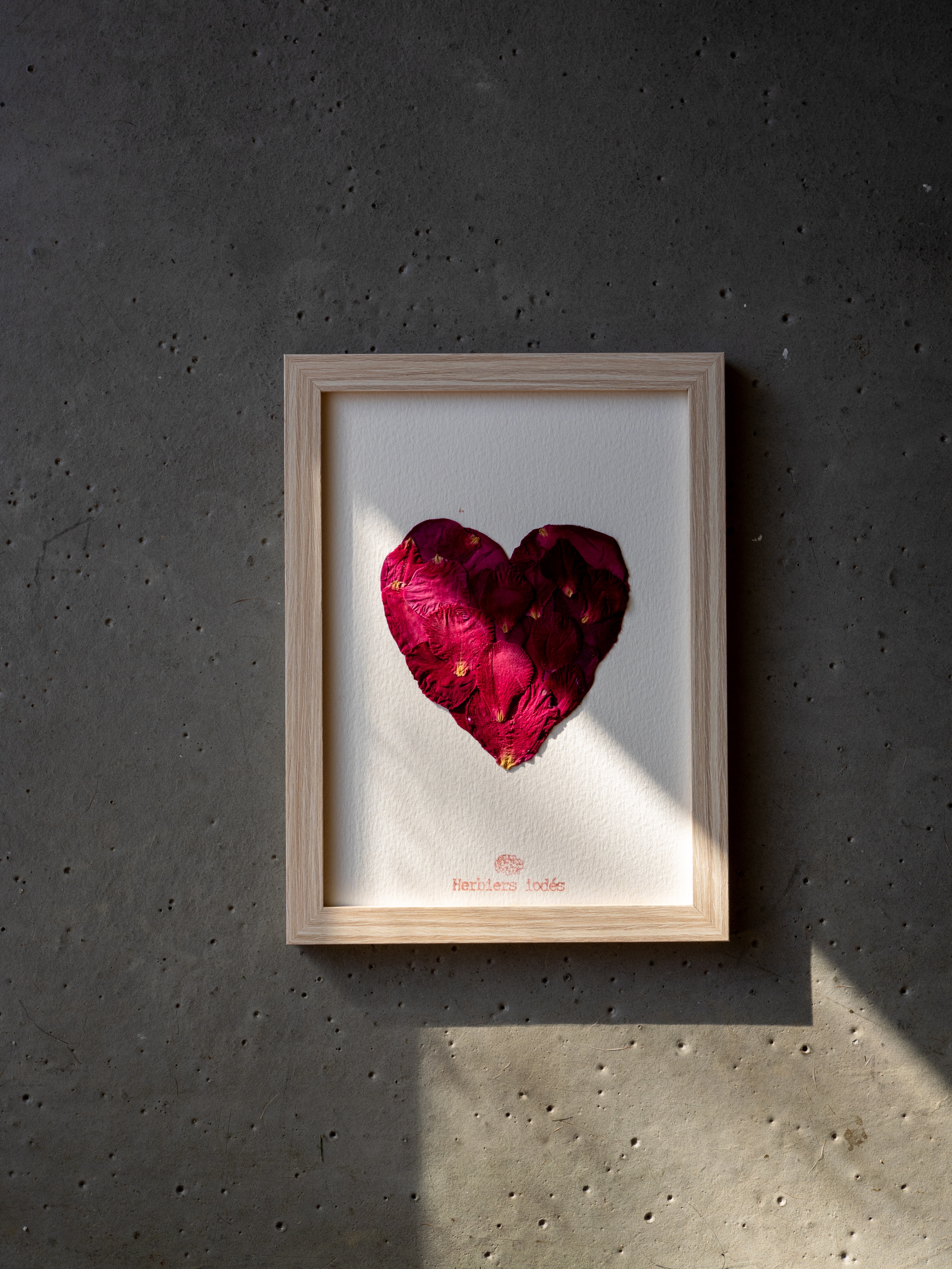 "Coeur de Roses pressées"  Herbier 13 x 18 cm