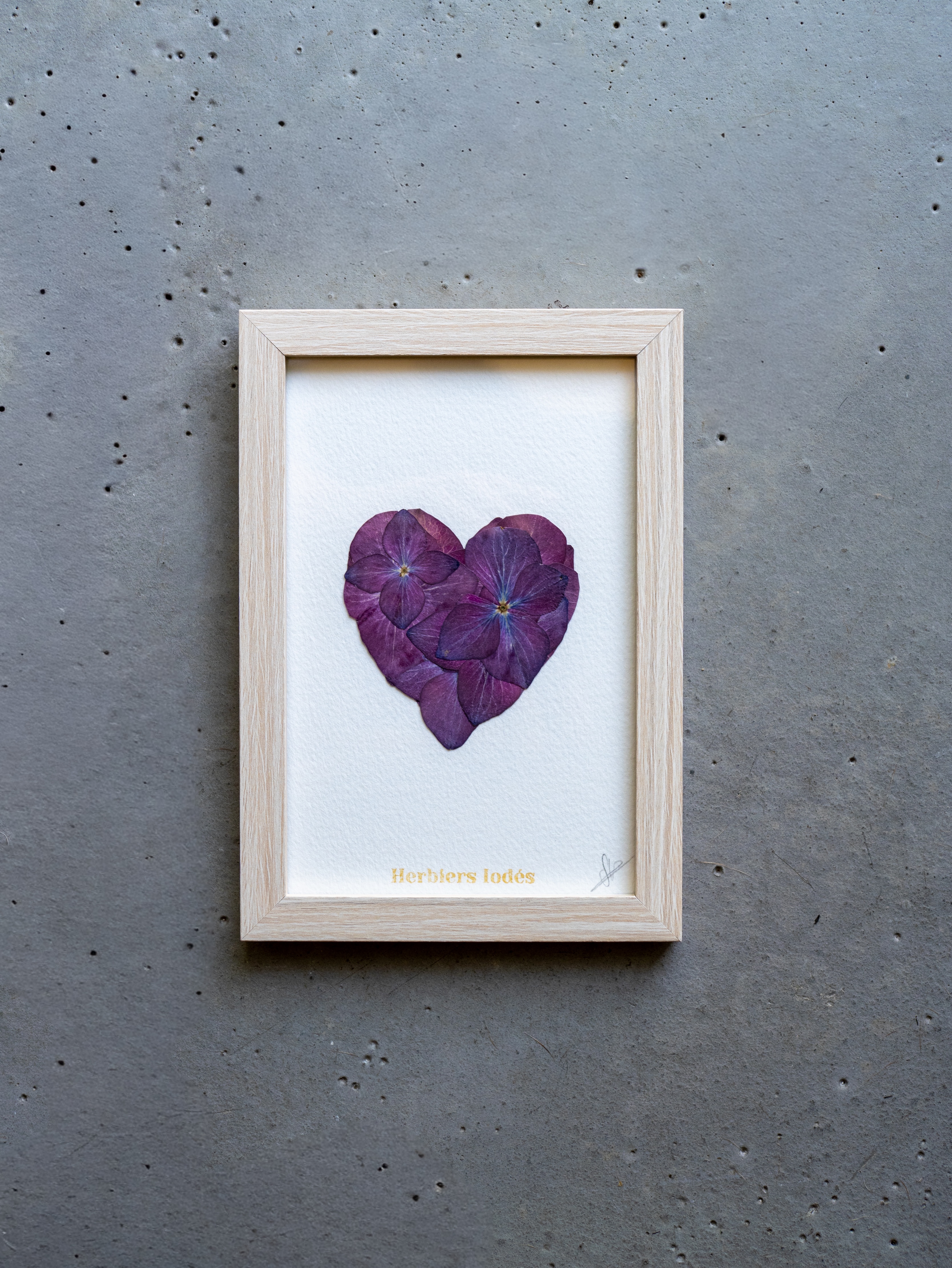 "Mini Coeur Violet" Herbier Floral - 10 x 15 cm