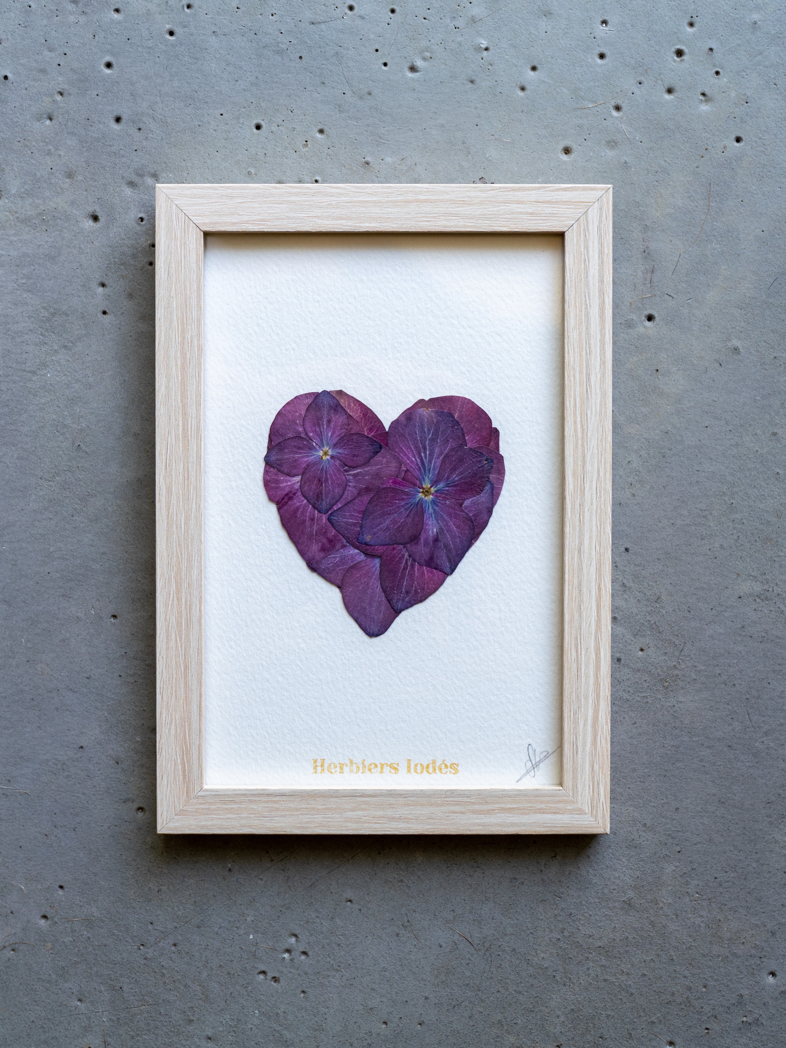 "Mini Coeur Violet" Herbier Floral - 10 x 15 cm