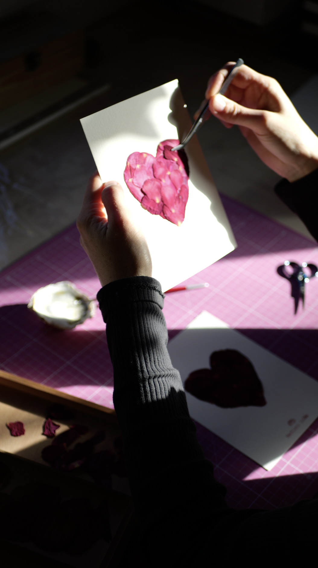 "Coeur de Roses pressées"  Herbier 13 x 18 cm