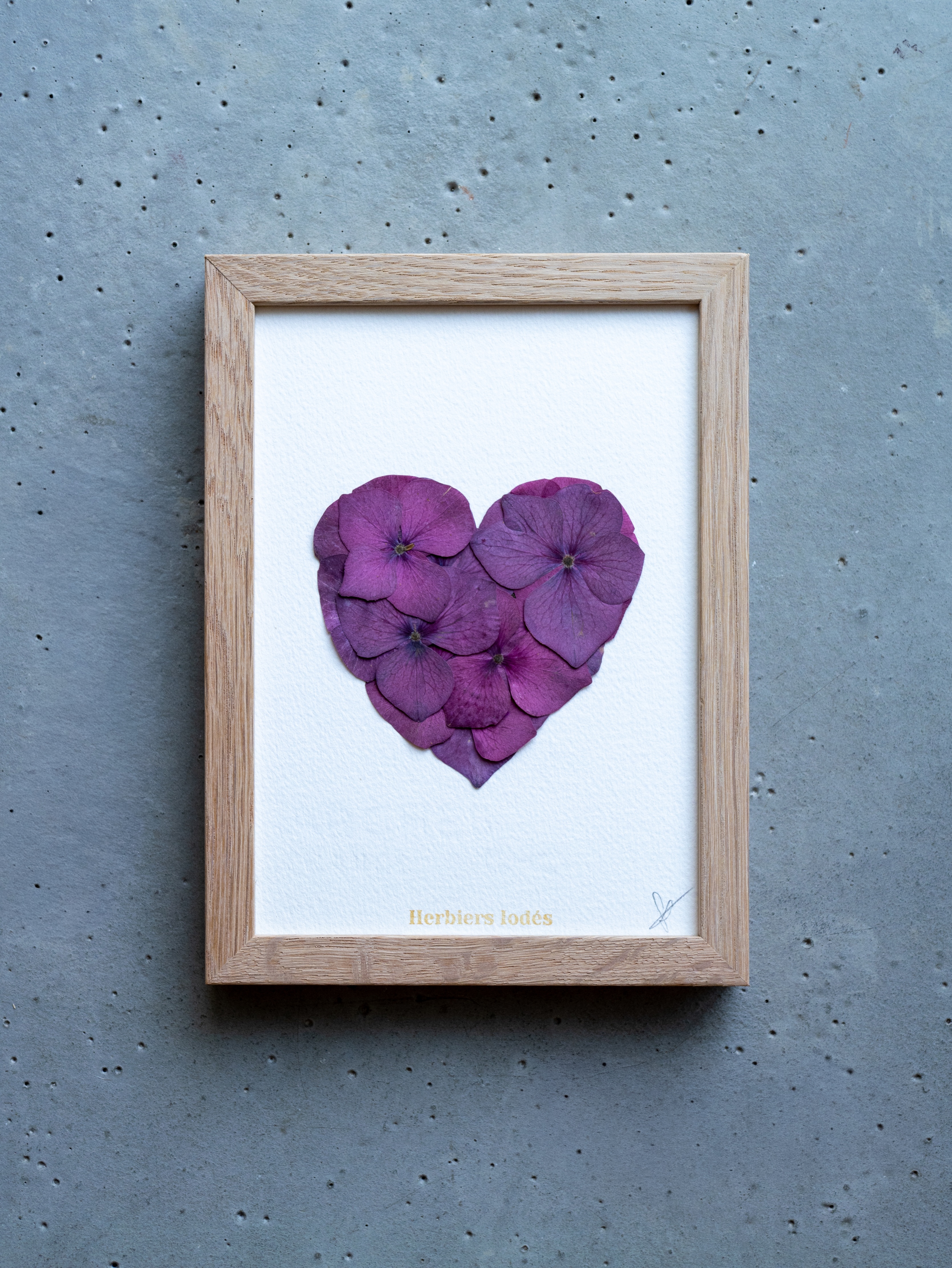 "Coeur Pourpre" Herbier Floral - 13 x 18 cm