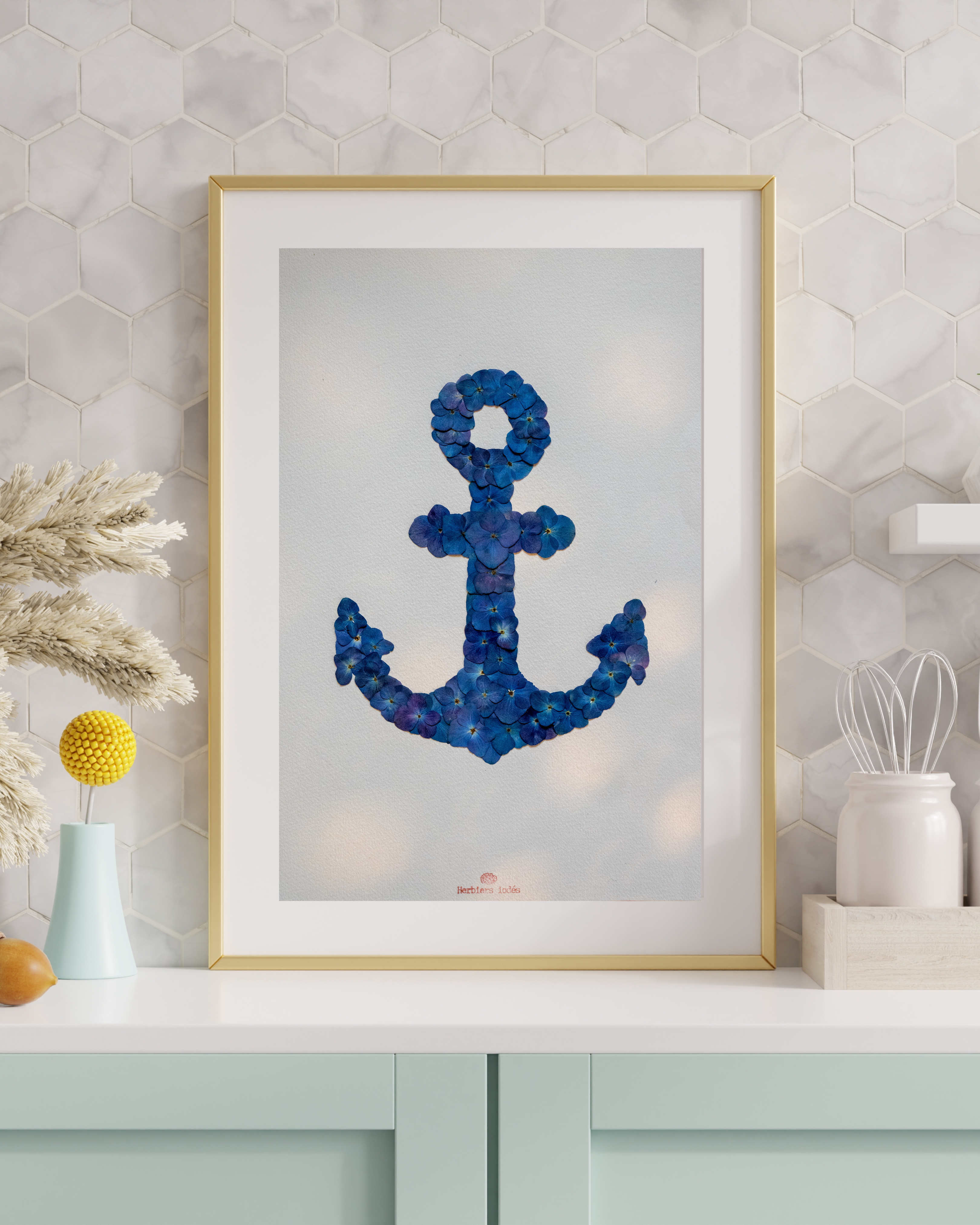 "Ancre Bretonne" Herbier d'hortensias - 30 x 40 cm