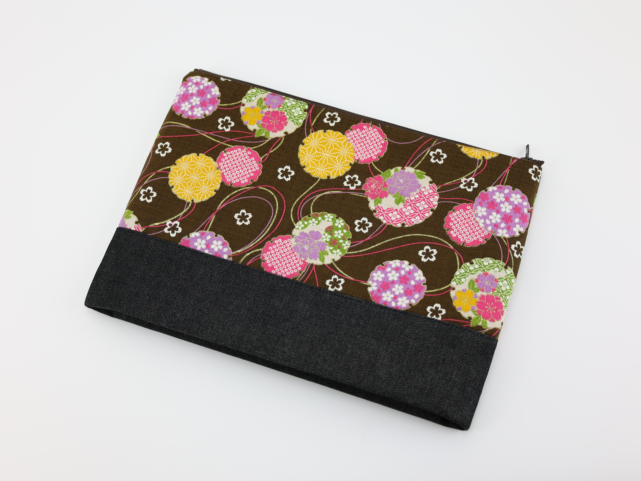 Large Cosmetic Pouch: Japanese Kimono Print Travel Makeup Bag
